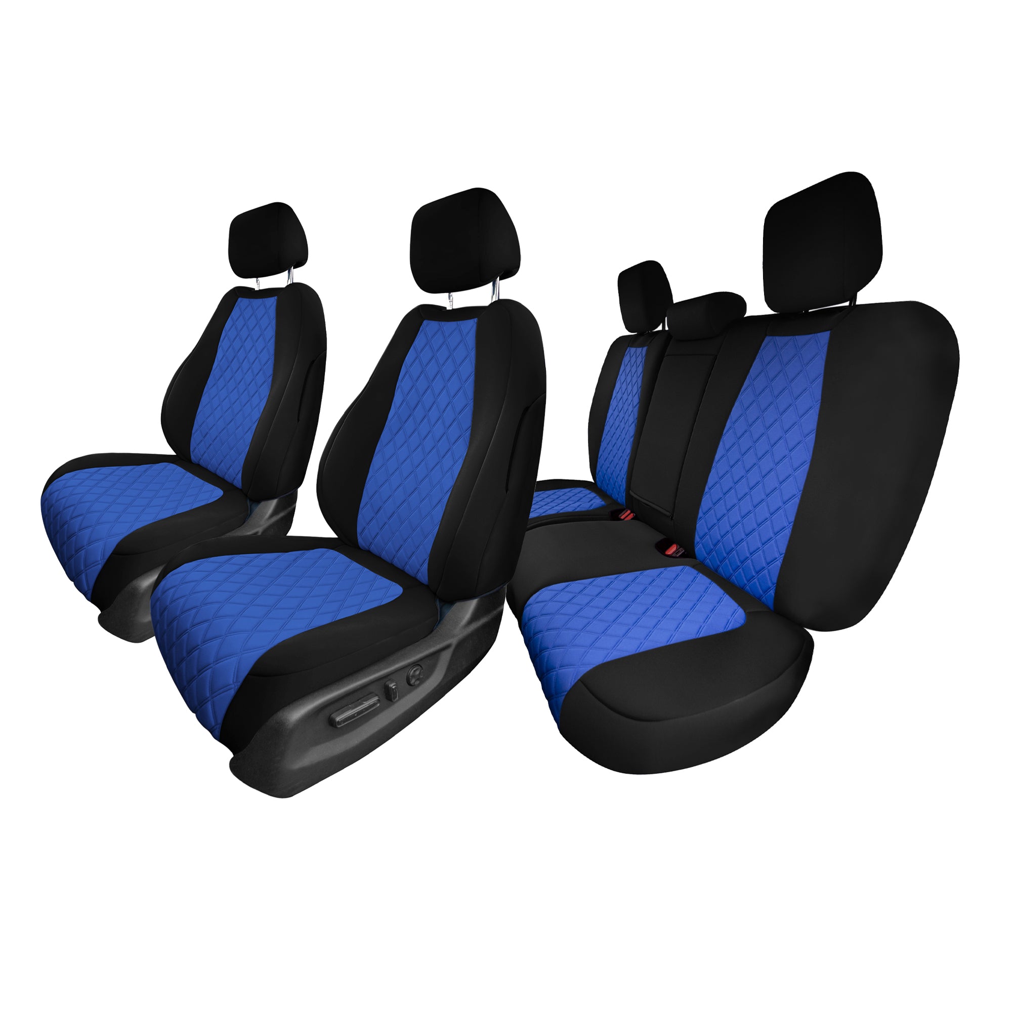 Black Blue Leather Custom Fit Car Seat Covers Set For Tesla model 3  2017-2022