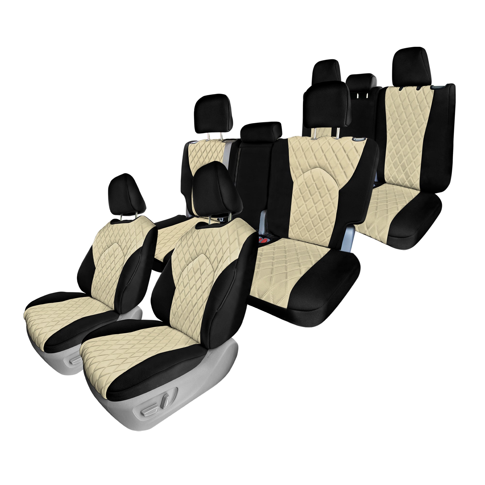 FH Group Neoprene Water Resistent Seat Covers Beige (Full Set)