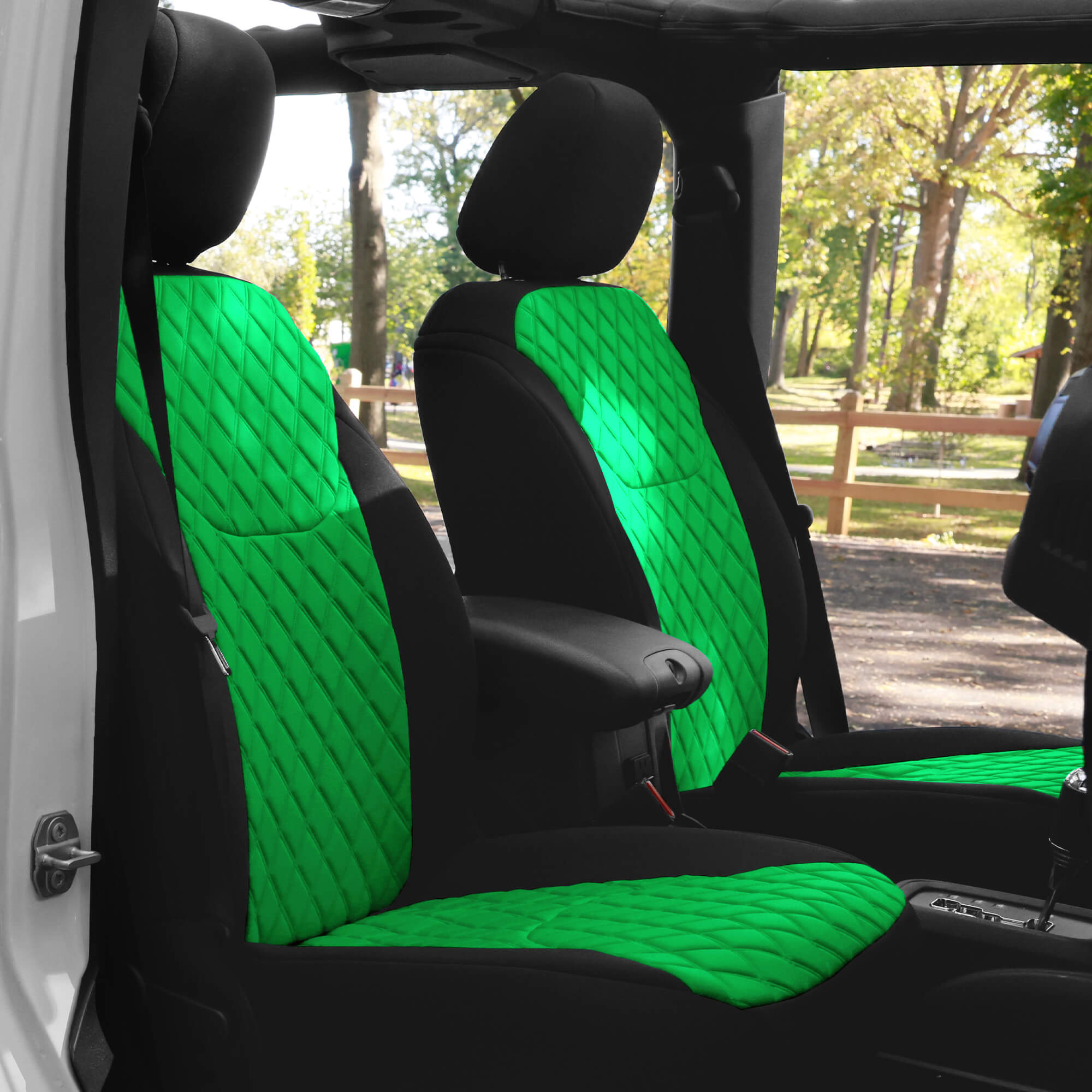 Jeep Wrangler JK 4-Door 2007-2017 -  Full Set Seat Covers - Green Ultraflex Neoprene