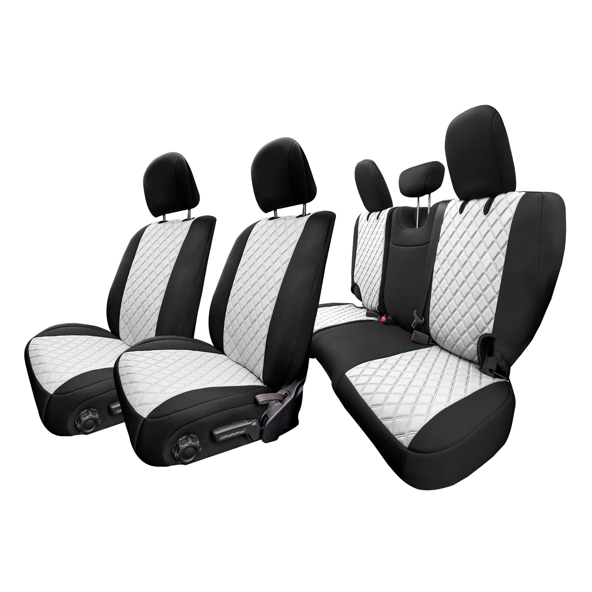 Jeep Wrangler JL 4-Door 2018-2024 -  Full Set Seat Covers - White Ultraflex Neoprene