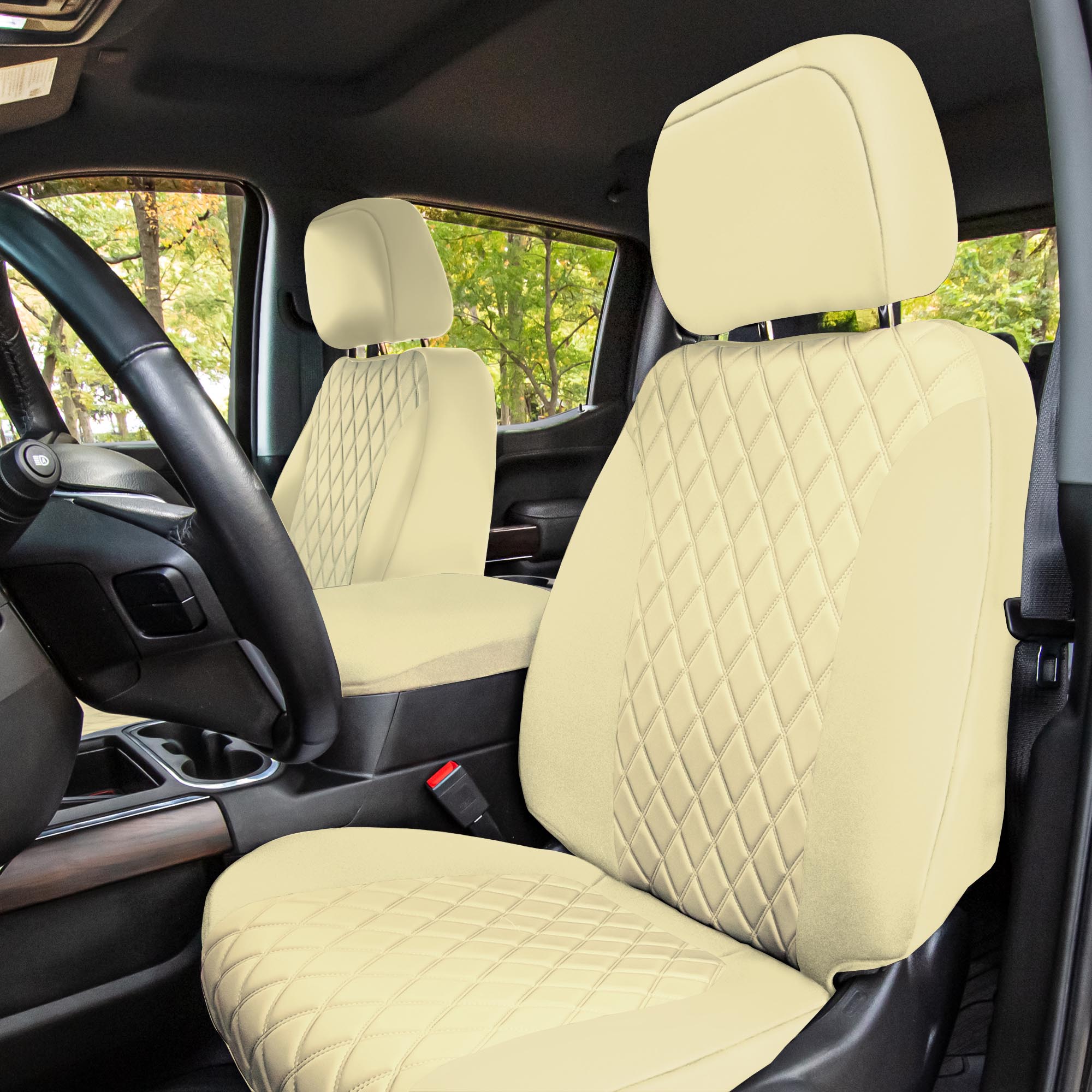 Chevrolet Silverado 1500 2500HD 3500HD RST | LTZ | HIGH COUNTRY  2019-2023 -  Full Set Seat Covers - Solid Beige Ultraflex Neoprene
