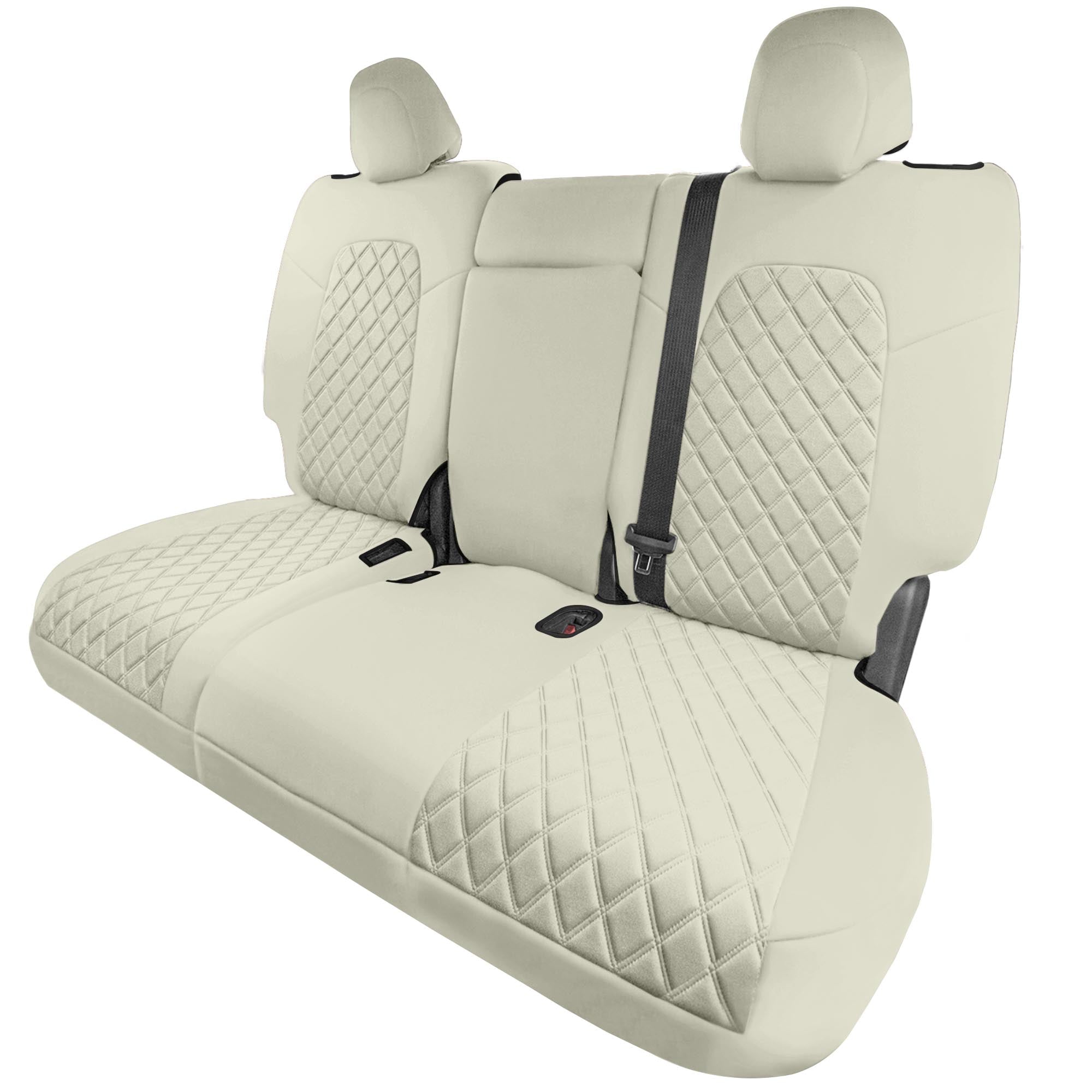 Tesla Model Y 2020 - 2024 - Rear Set Seat Covers - Solid Beige Ultraflex Neoprene