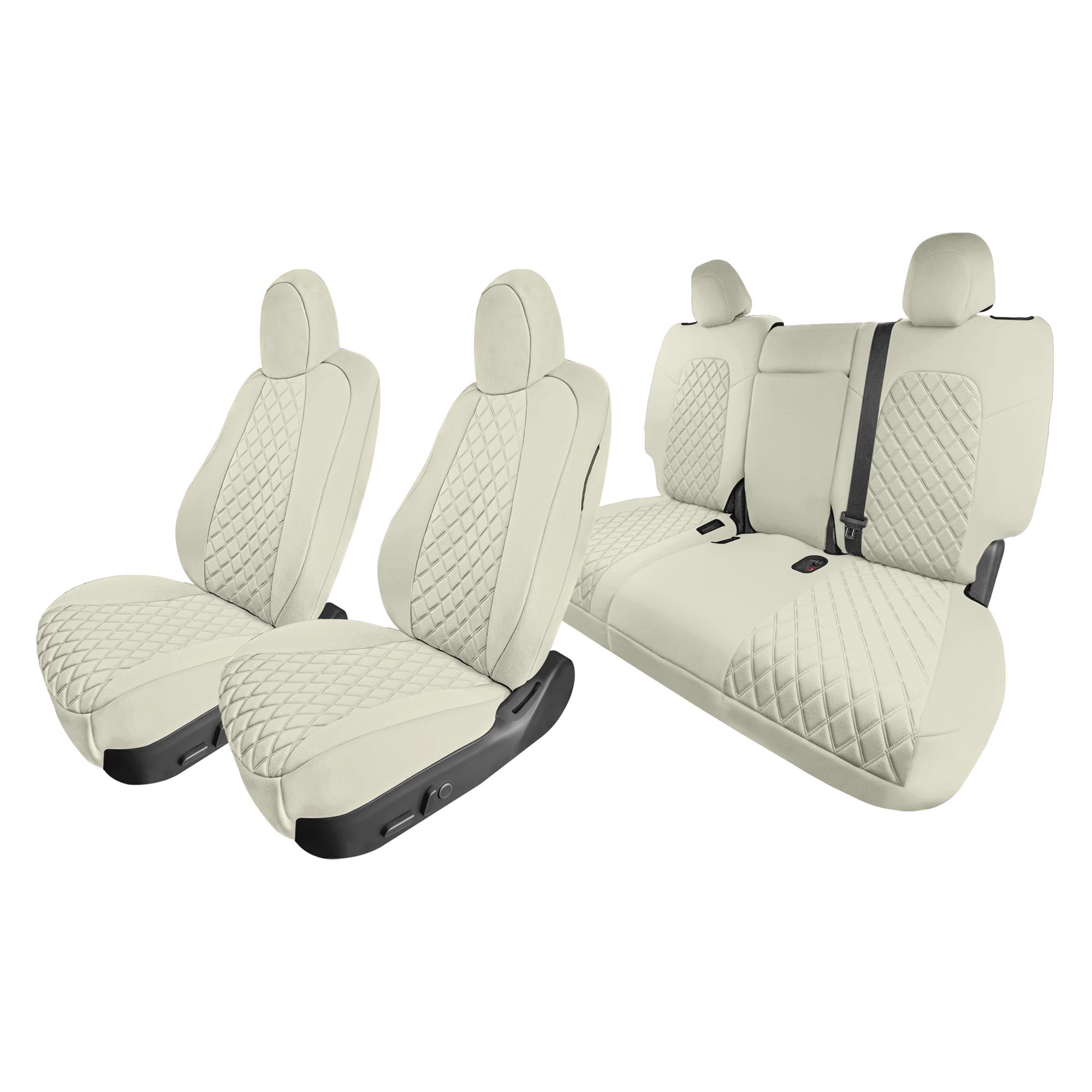 Tesla Model Y 2020 - 2024 - Full Set Seat Covers - Solid Beige Ultraflex Neoprene