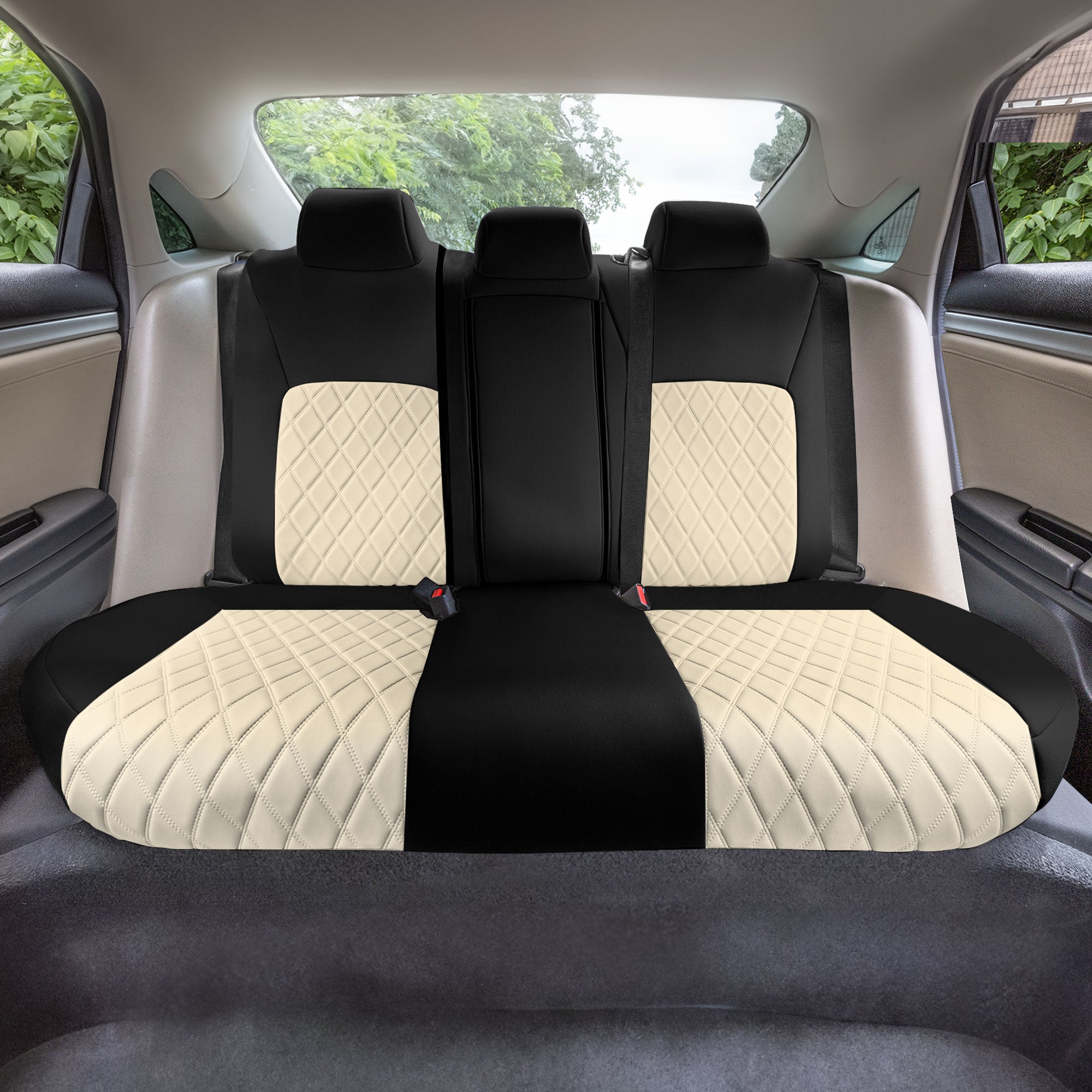 Honda Civic 2016 - 2025 Sedan Split Rear Set Seat Covers - Beige Ultraflex Neoprene