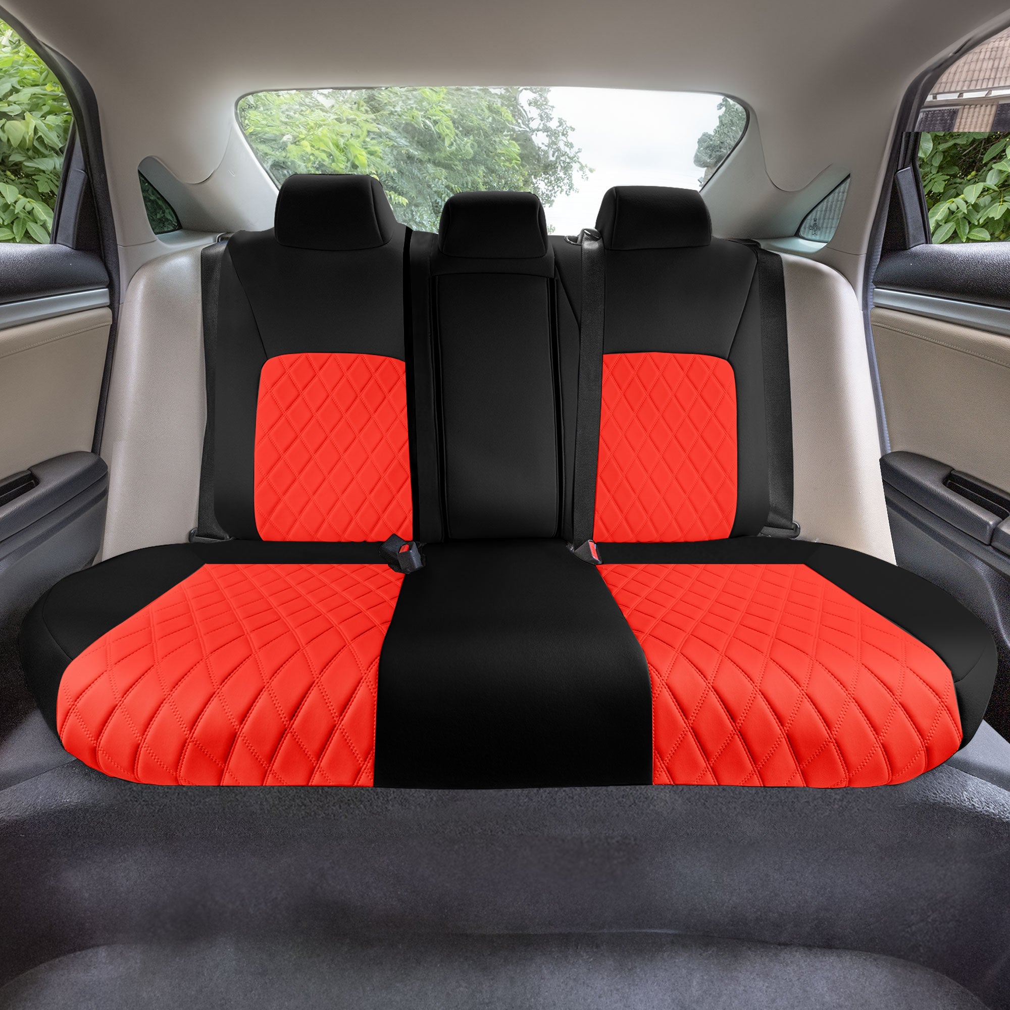 Honda Civic 2016 - 2025 Sedan Split Rear Set Seat Covers - Red Ultraflex Neoprene