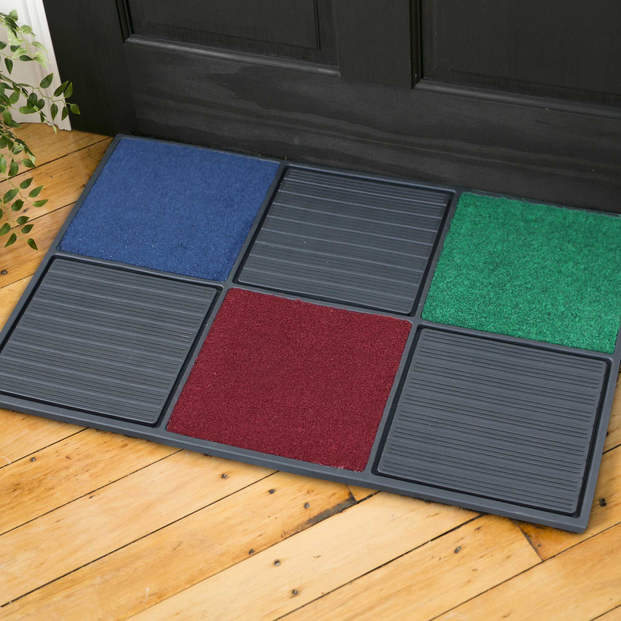 Multiple Color Rubber Utility Doormat - Black