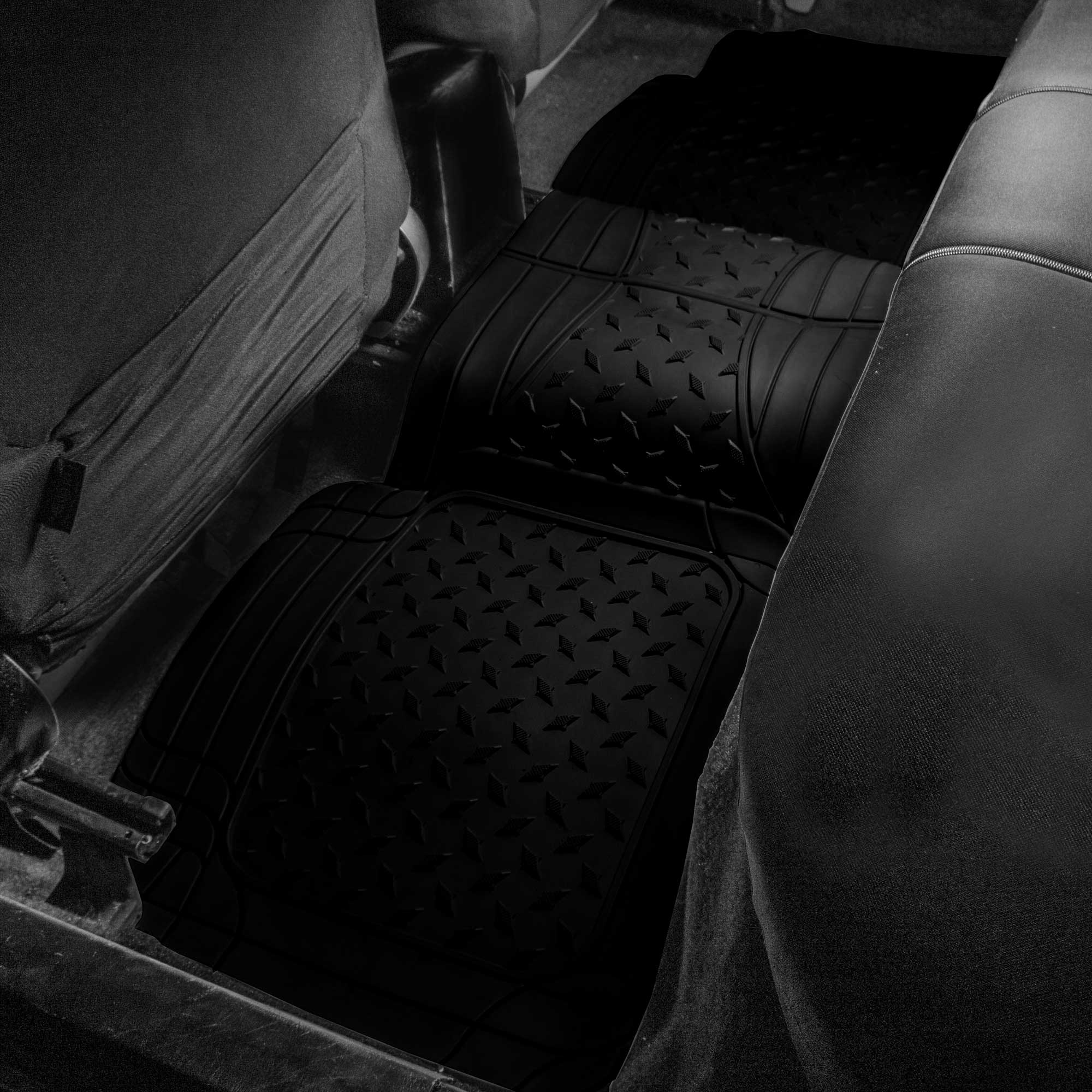 Semi-Custom ClimaProof Trimmable Non-Slip Vinyl Car Floor Mats - Rear Set Black