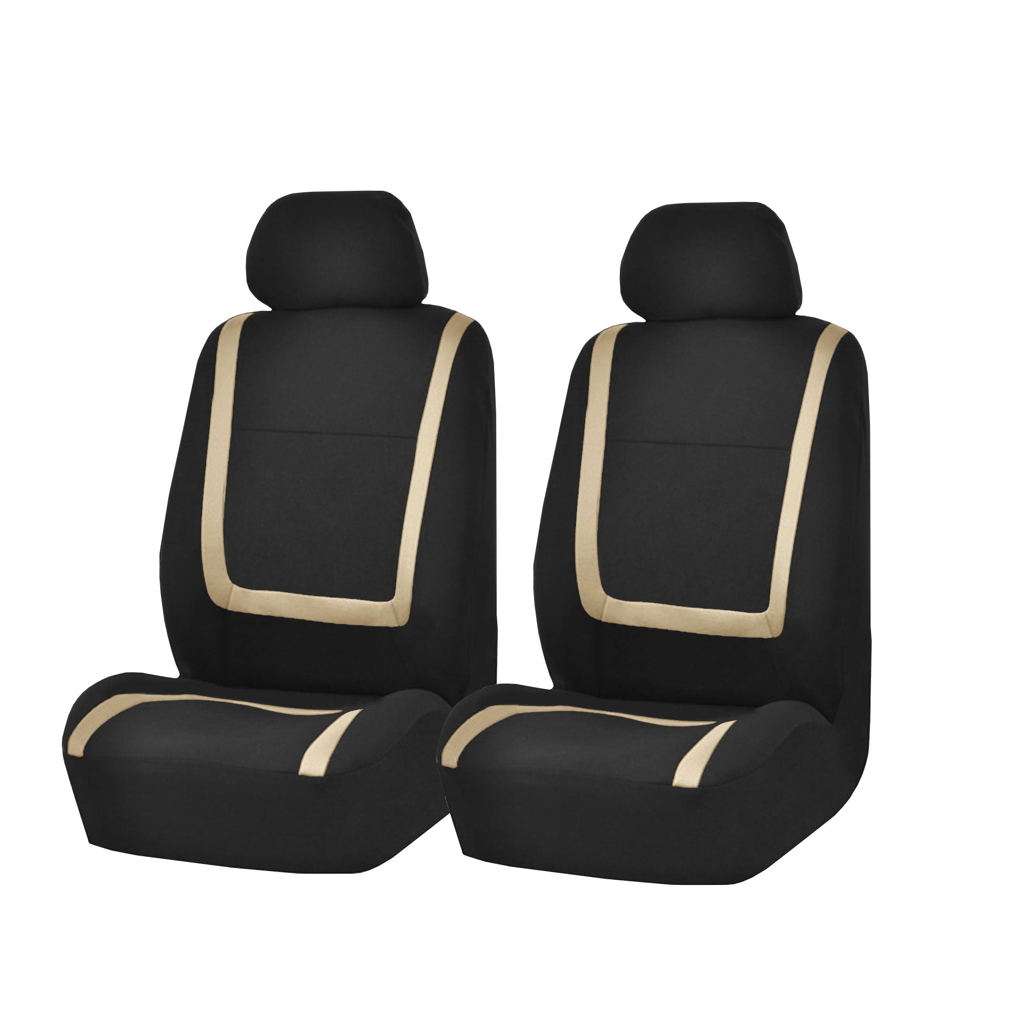 Unique Flat Cloth Seat Covers - Front Set Beige