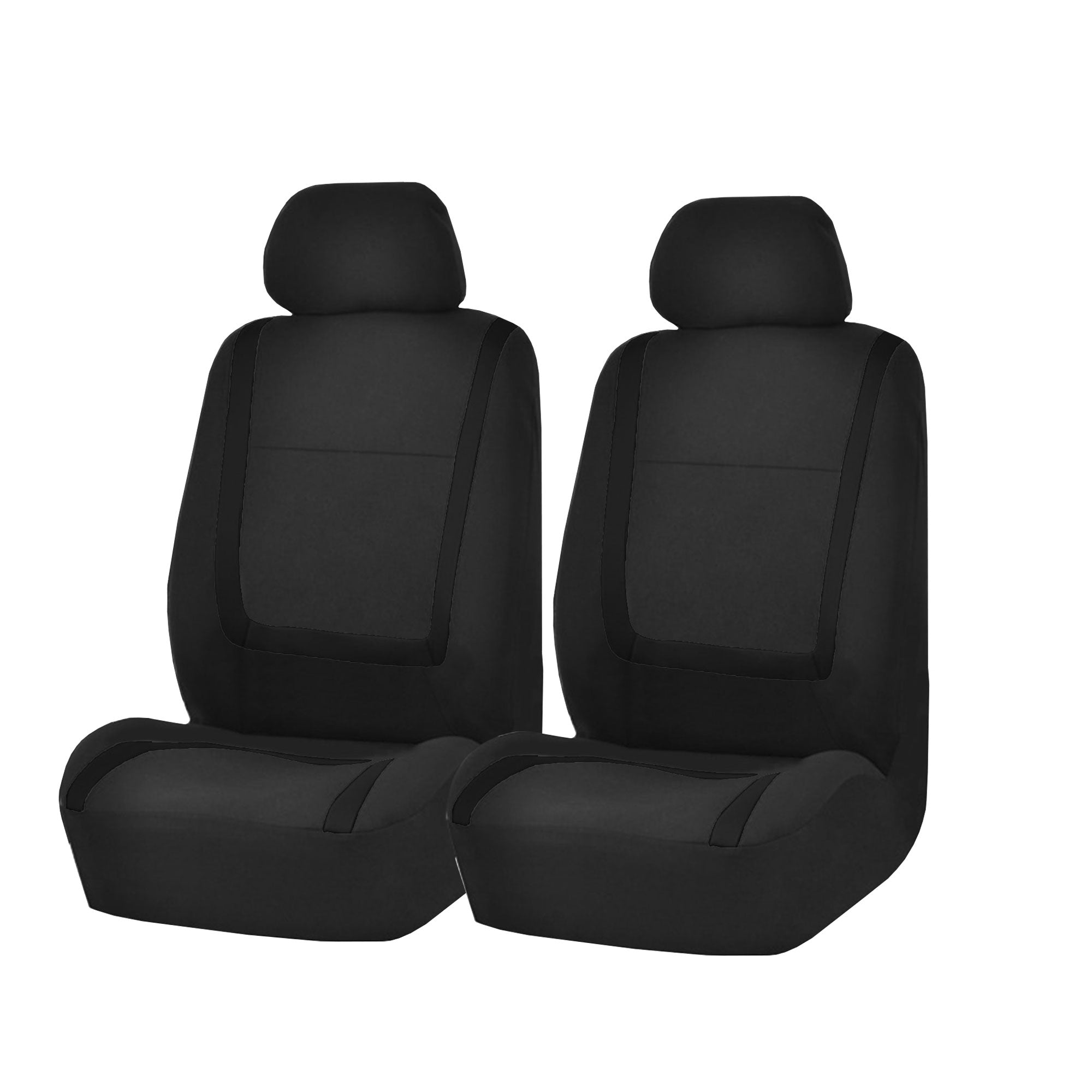 Unique Flat Cloth Seat Covers - Front Set Black