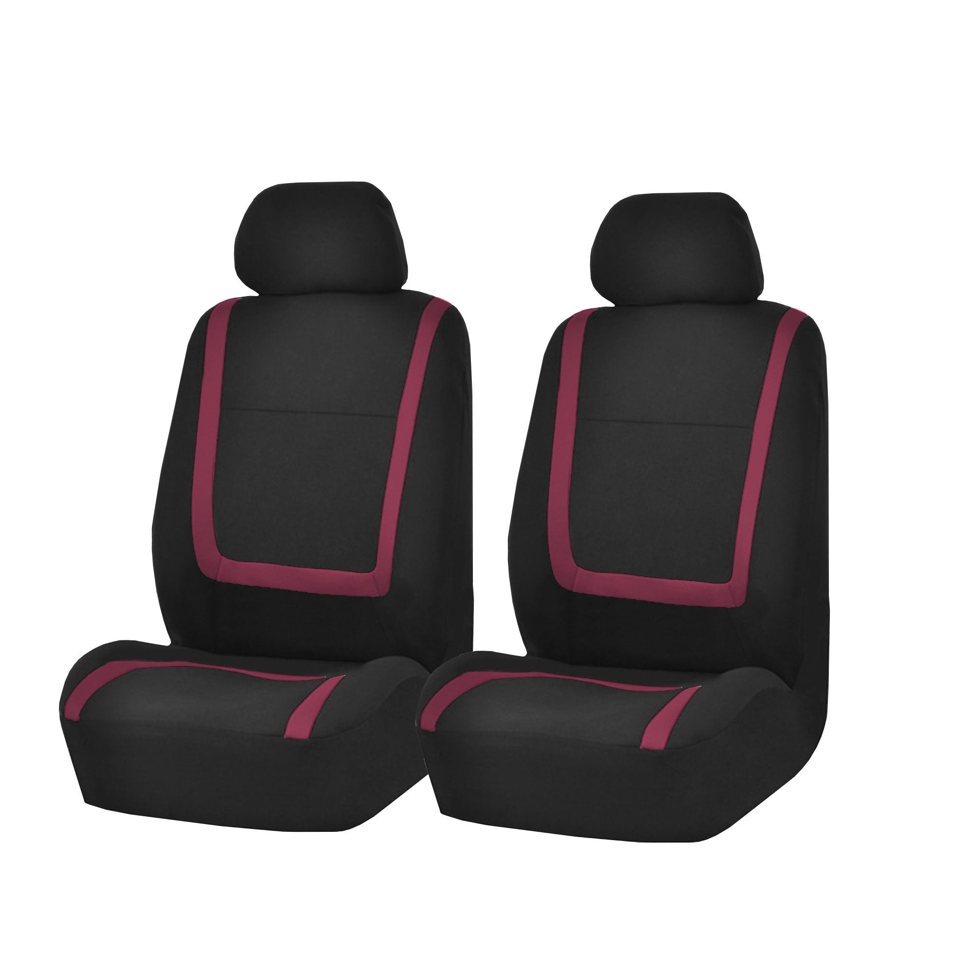 Unique Flat Cloth Seat Covers - Front Set Burgundy