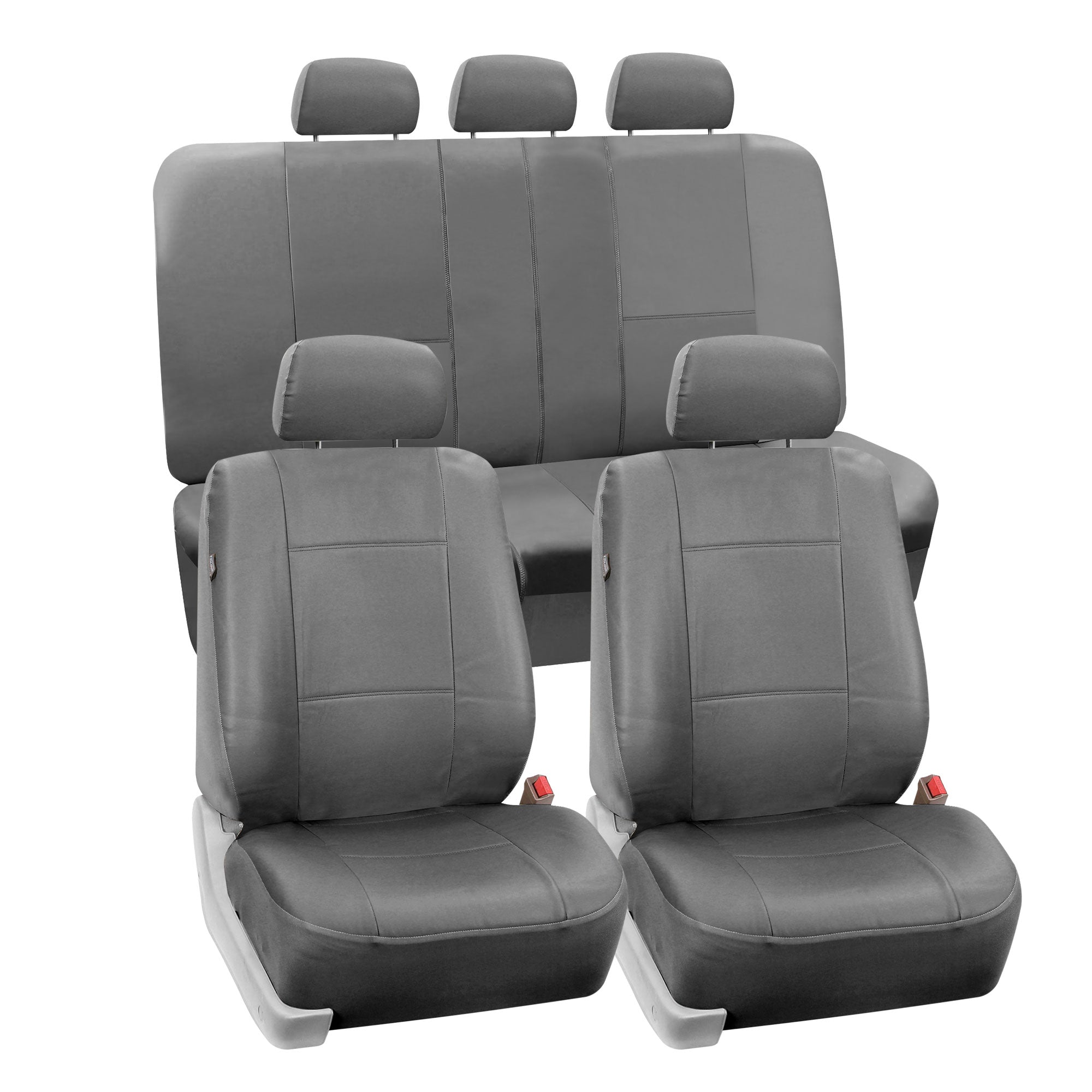 Premium PU Leather Seat Covers - Full Set Gray