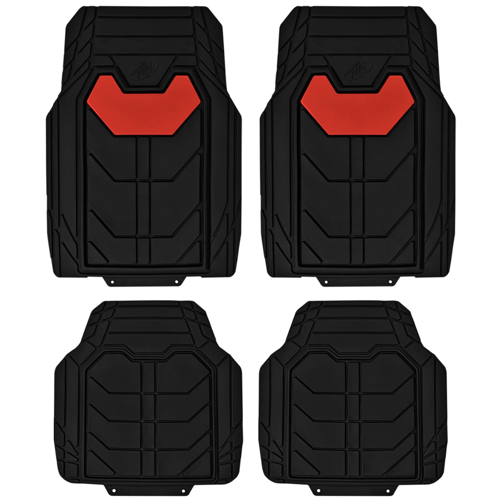 Bold Geometric Car Floor Mats - Full Set Red