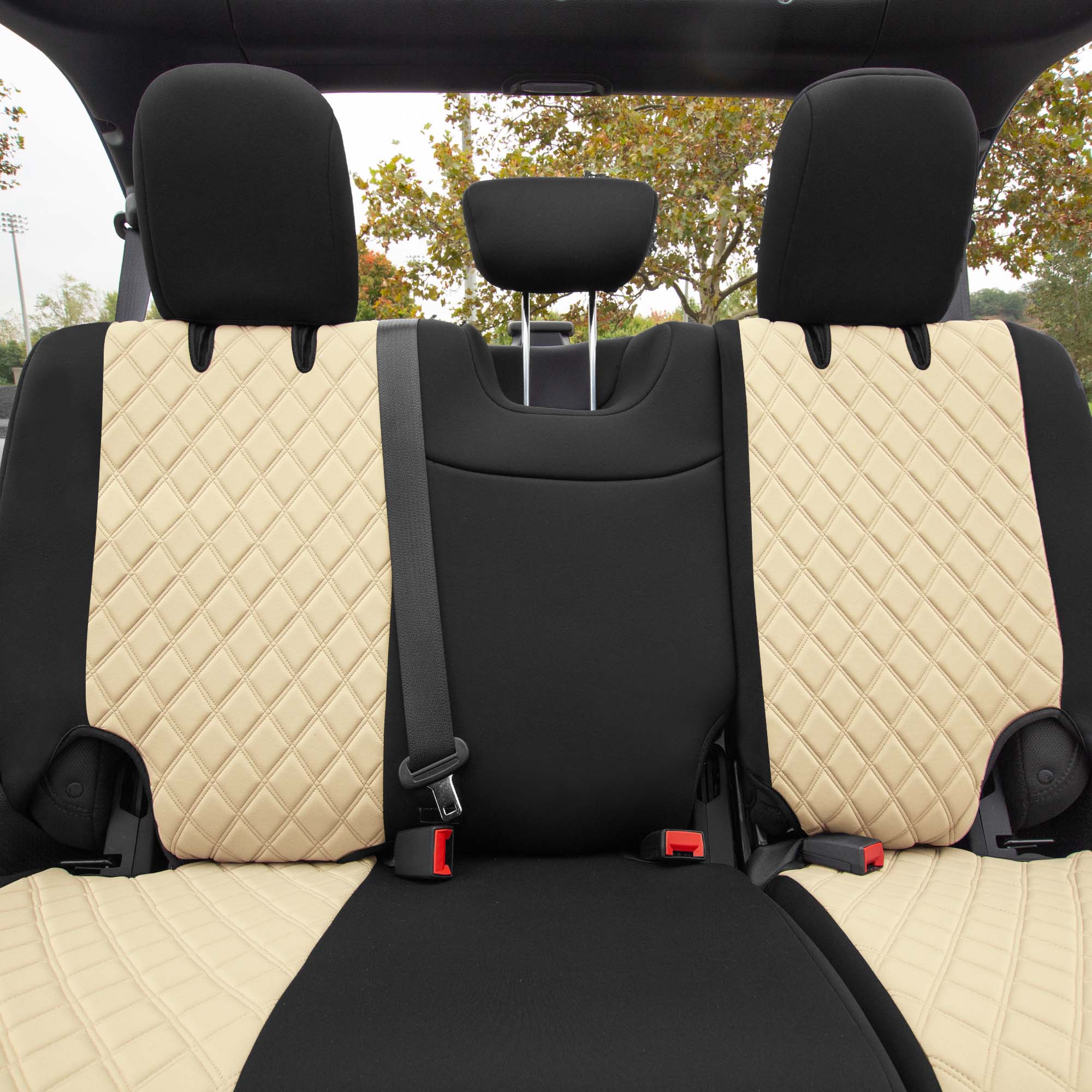 Jeep Wrangler JL 4-Door 2018-2023 -  Rear Set Seat Covers - Beige Ultraflex Neoprene