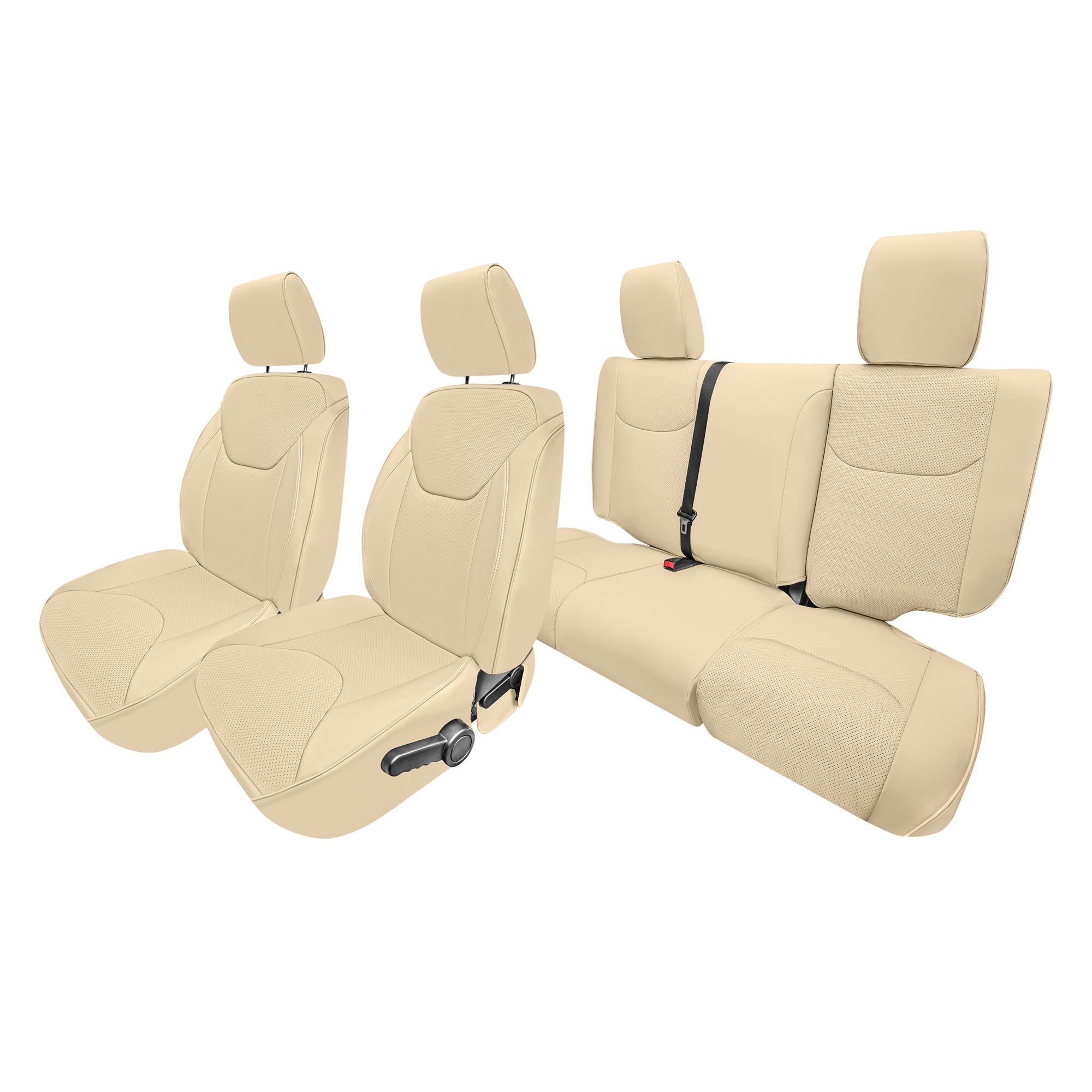 Jeep Wrangler JK 4-Door 2007-2017 - Full Set Seat Covers - Solid Beige Faux Leather