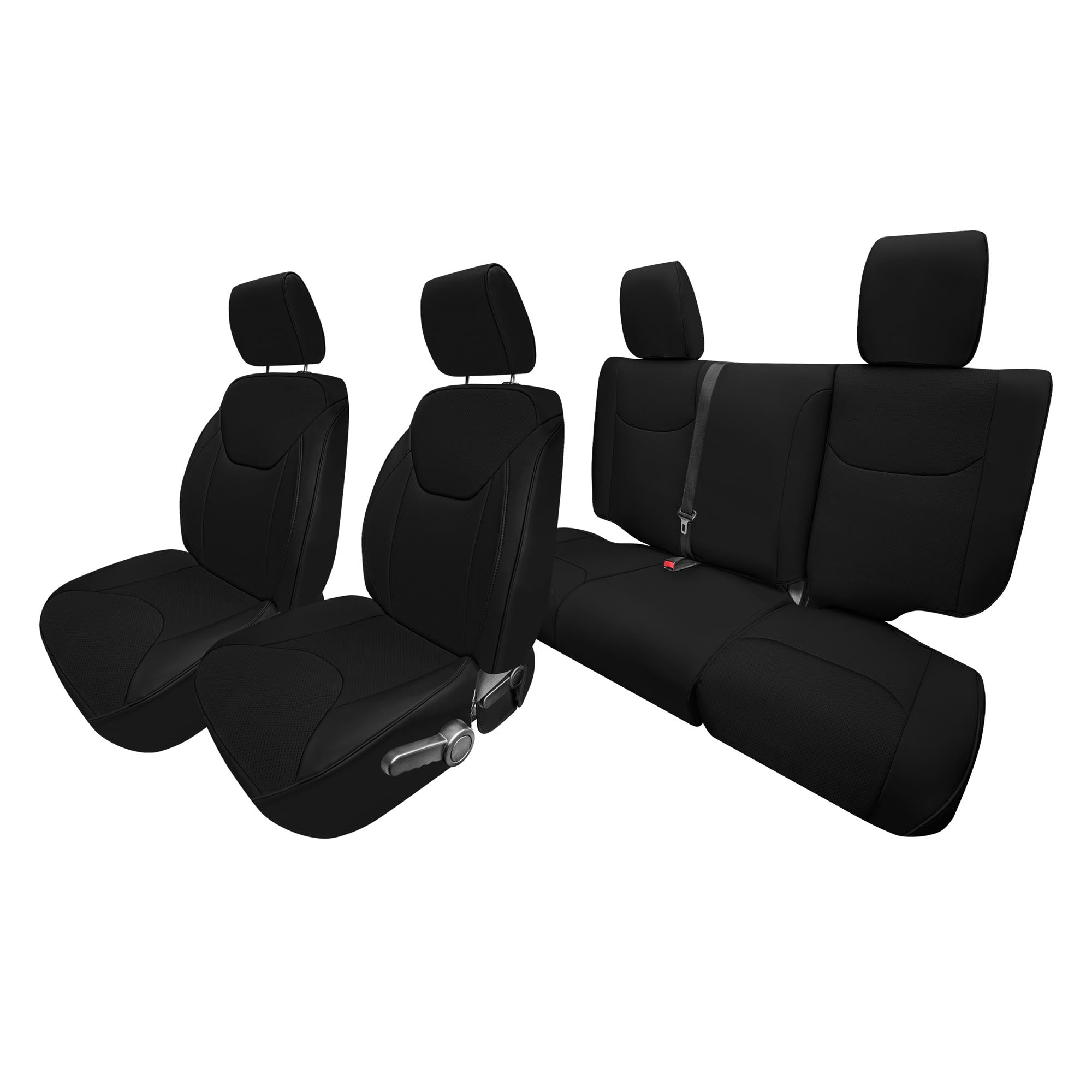 Jeep Wrangler JK 4-Door 2007-2017 - Full Set Seat Covers - Black Faux Leather