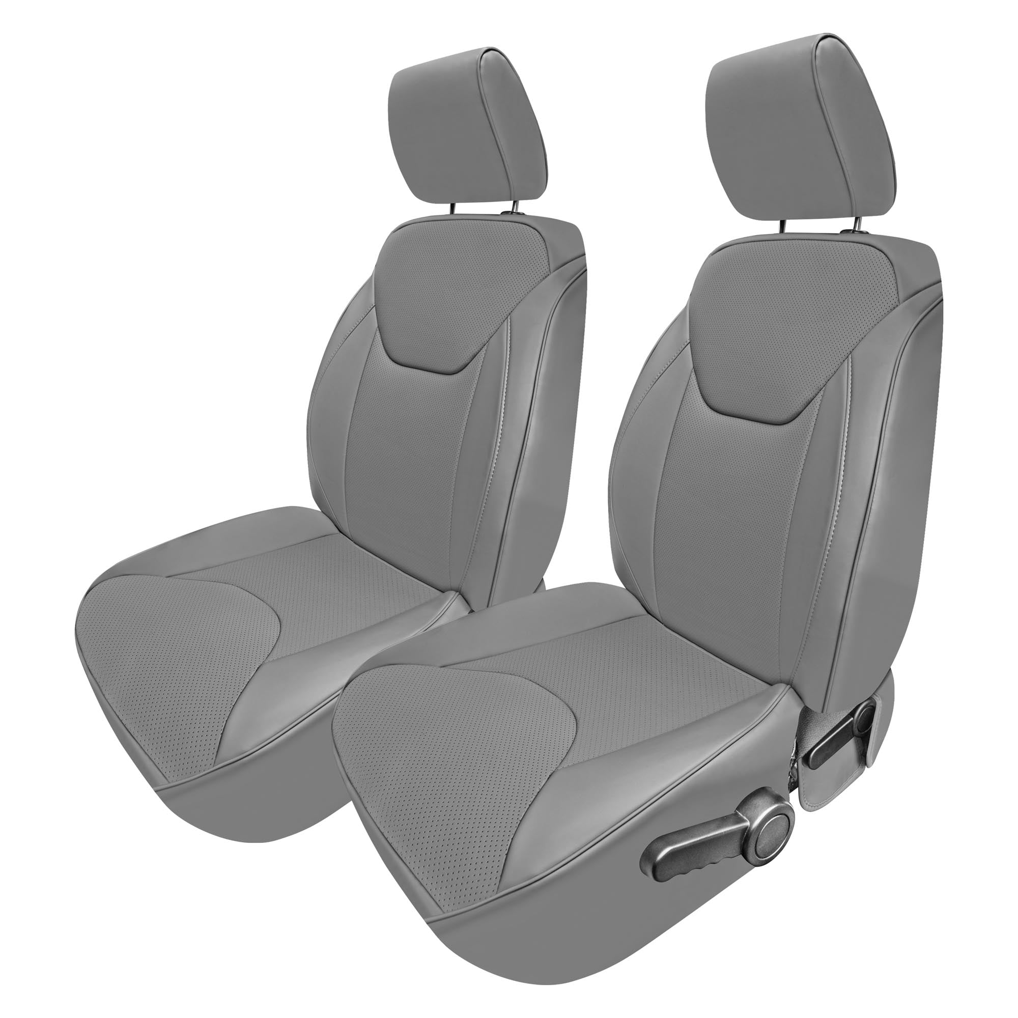 Jeep Wrangler JK 4-Door 2007-2017 - Front Set Seat Covers - Solid Gray Faux Leather