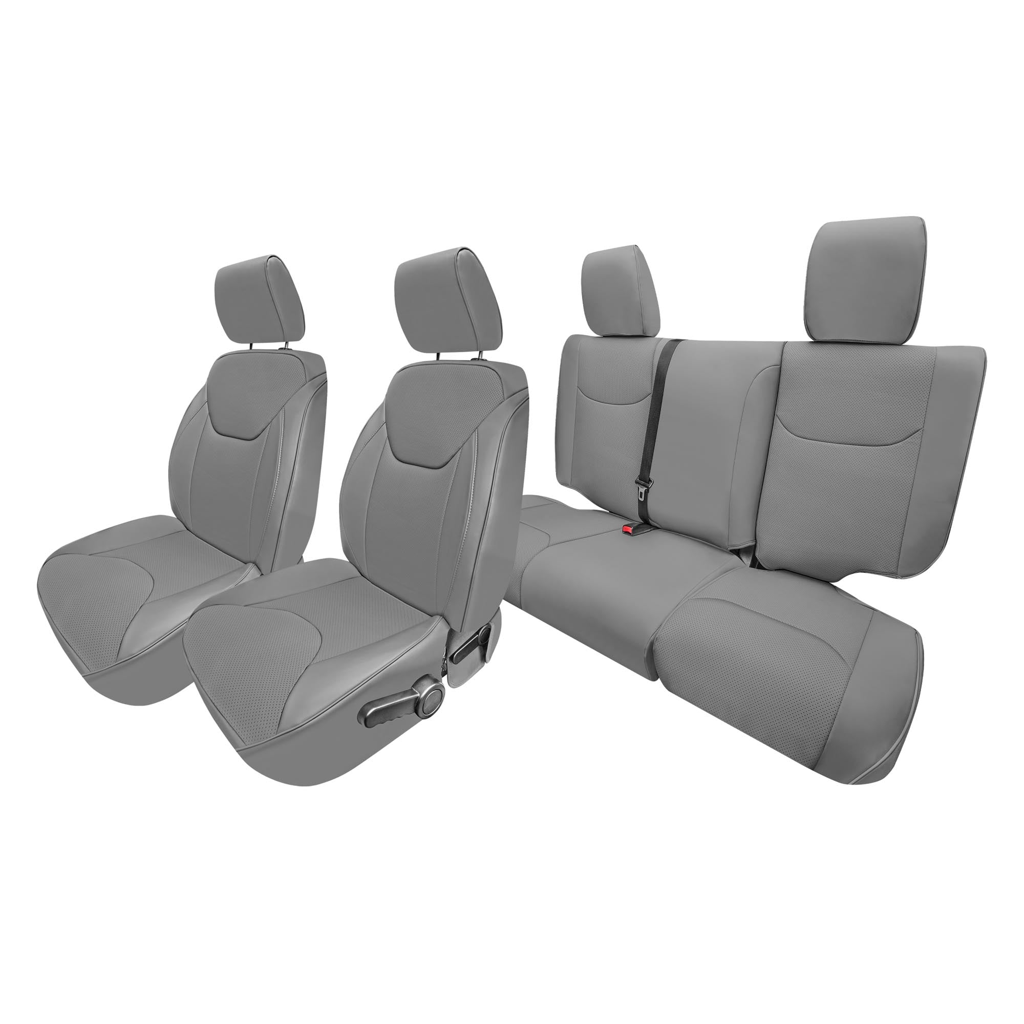 Jeep Wrangler JK 4-Door 2007-2017 - Full Set Seat Covers - Solid Gray Faux Leather