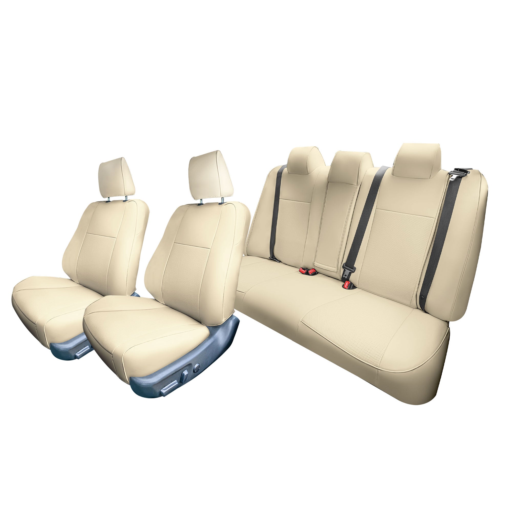 Toyota Camry LE | SE | XSE | XLE  2012-2017 - Full Set Seat Covers - Beige Faux Leather