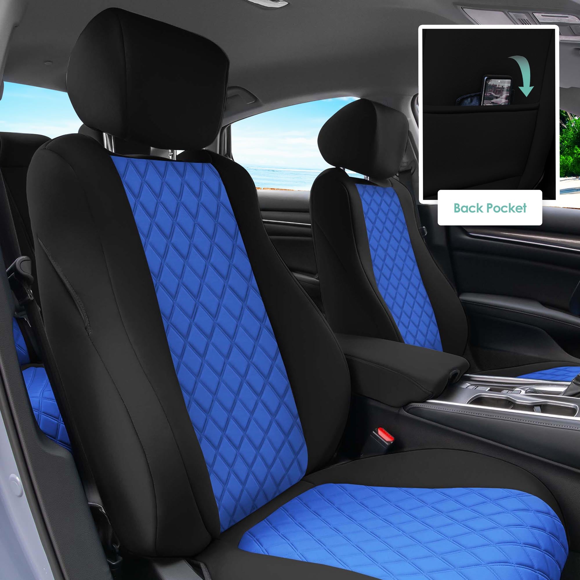 Honda Accord 2018 - 2022 LX | Sport Hybrid - Full Set Seat Covers - Blue Ultraflex Neoprene