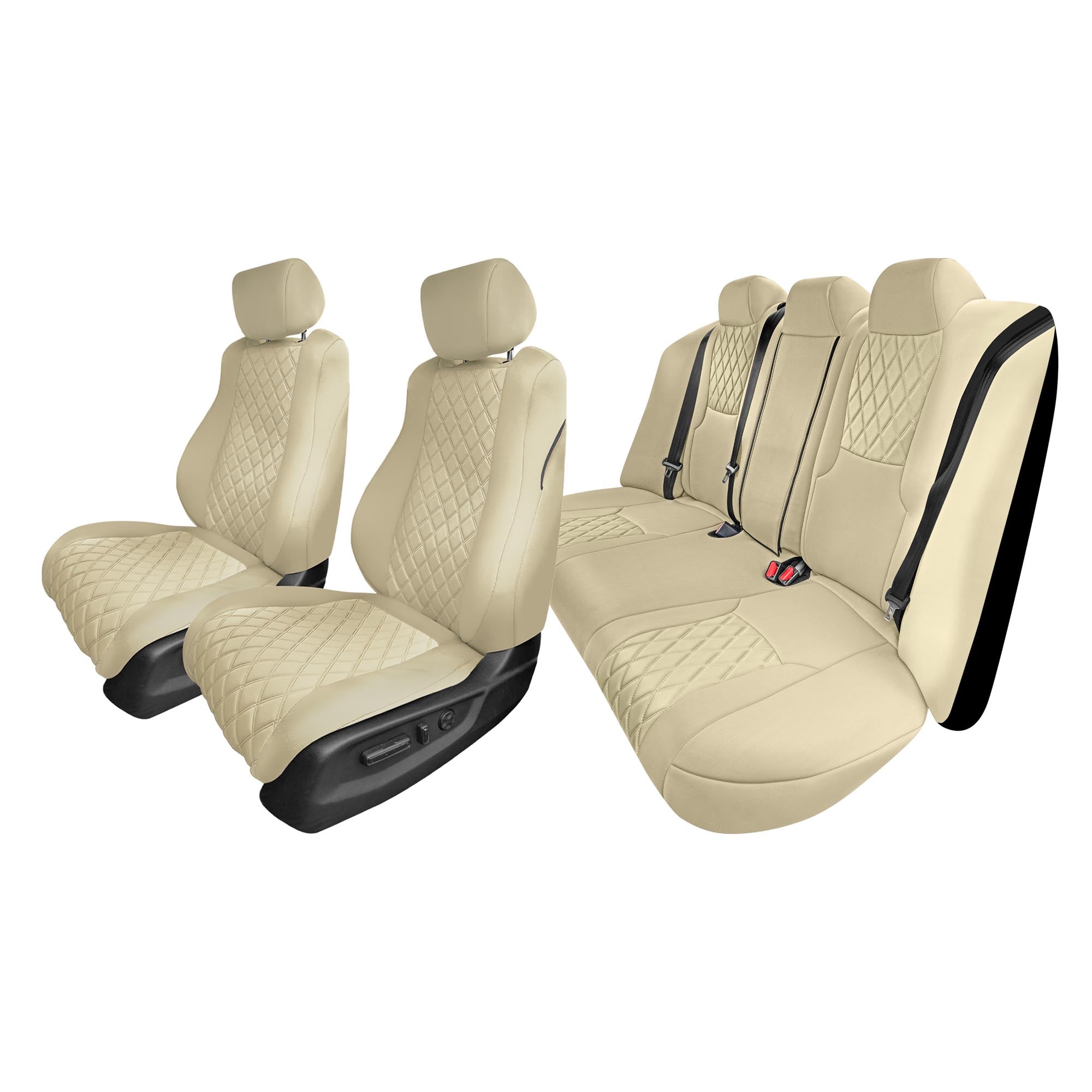 Honda Accord 2018 - 2022 LX | Sport Hybrid - Full Set Seat Covers - Solid Beige Ultraflex Neoprene