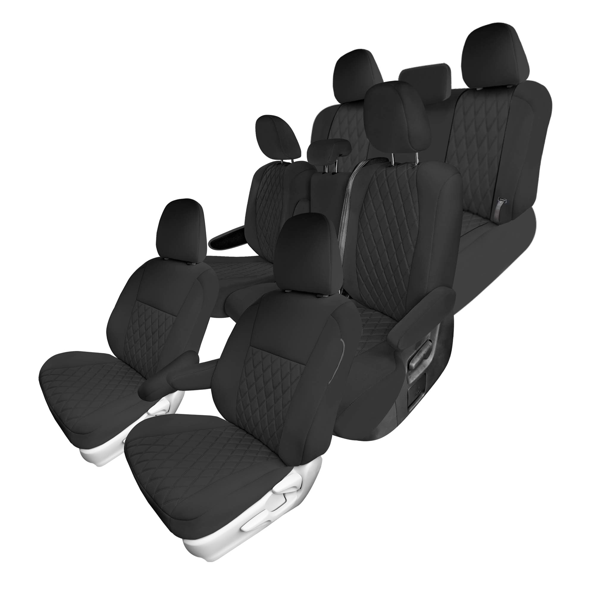 Toyota Sienna 8 Passenger 2011 - 2020 - Full Set Seat Covers - Black Ultraflex Neoprene