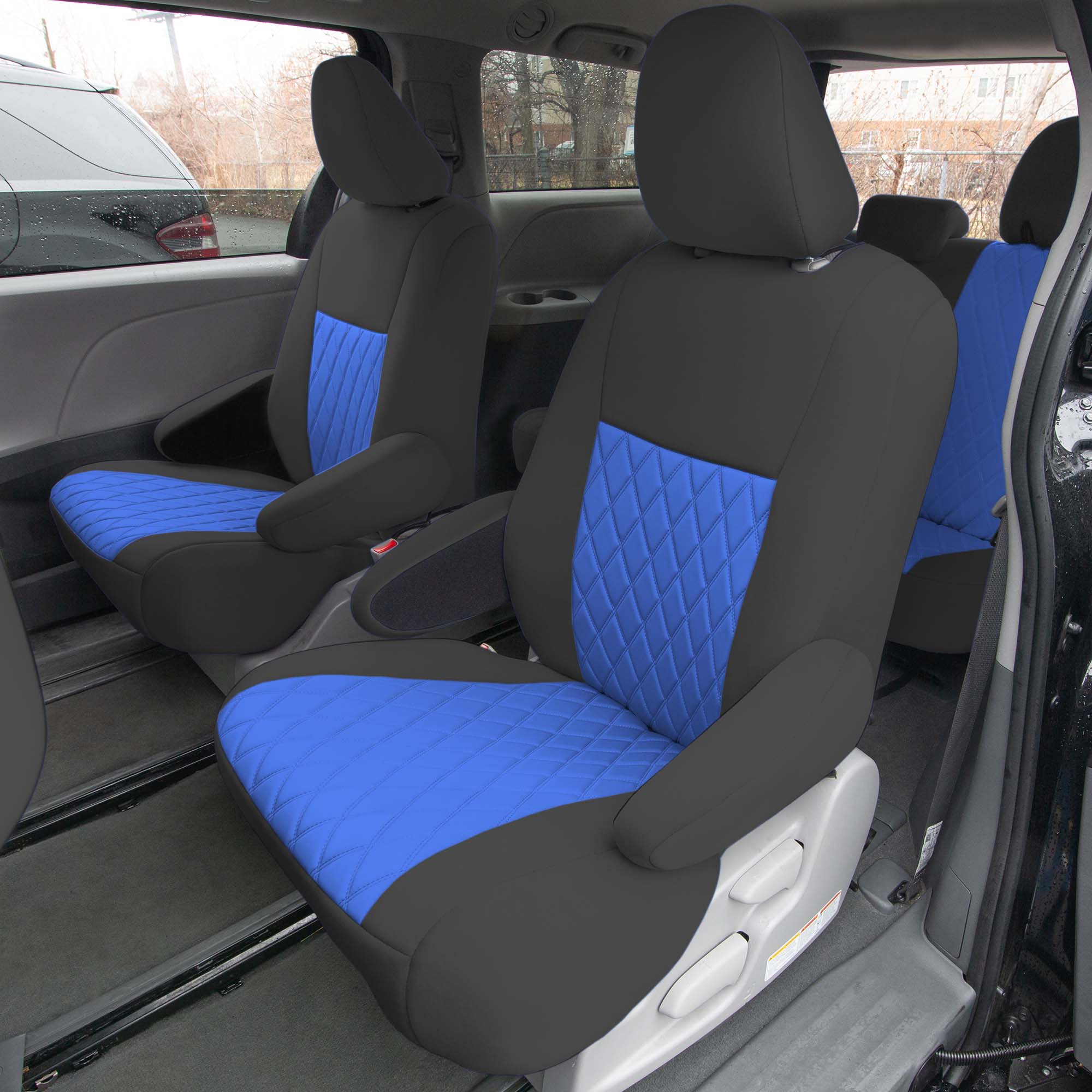 Toyota Sienna 7 Passenger 2011 - 2020 - 2nd Row Set Seat Covers - Blue Ultraflex Neoprene