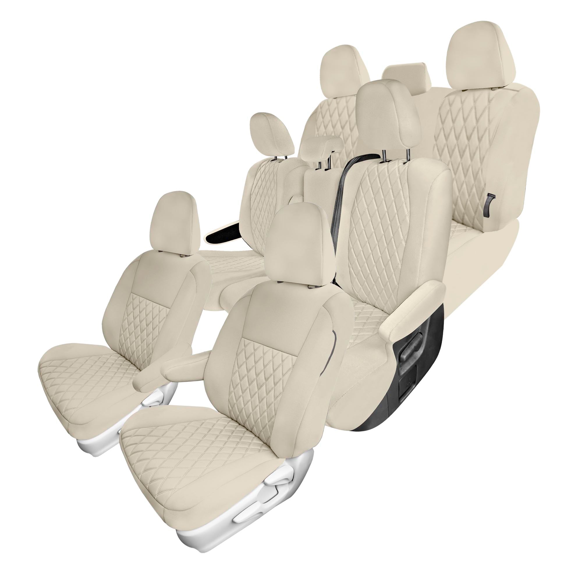 Toyota Sienna 8 Passenger 2011 - 2020 - Full Set Seat Covers - Solid Beige Ultraflex Neoprene