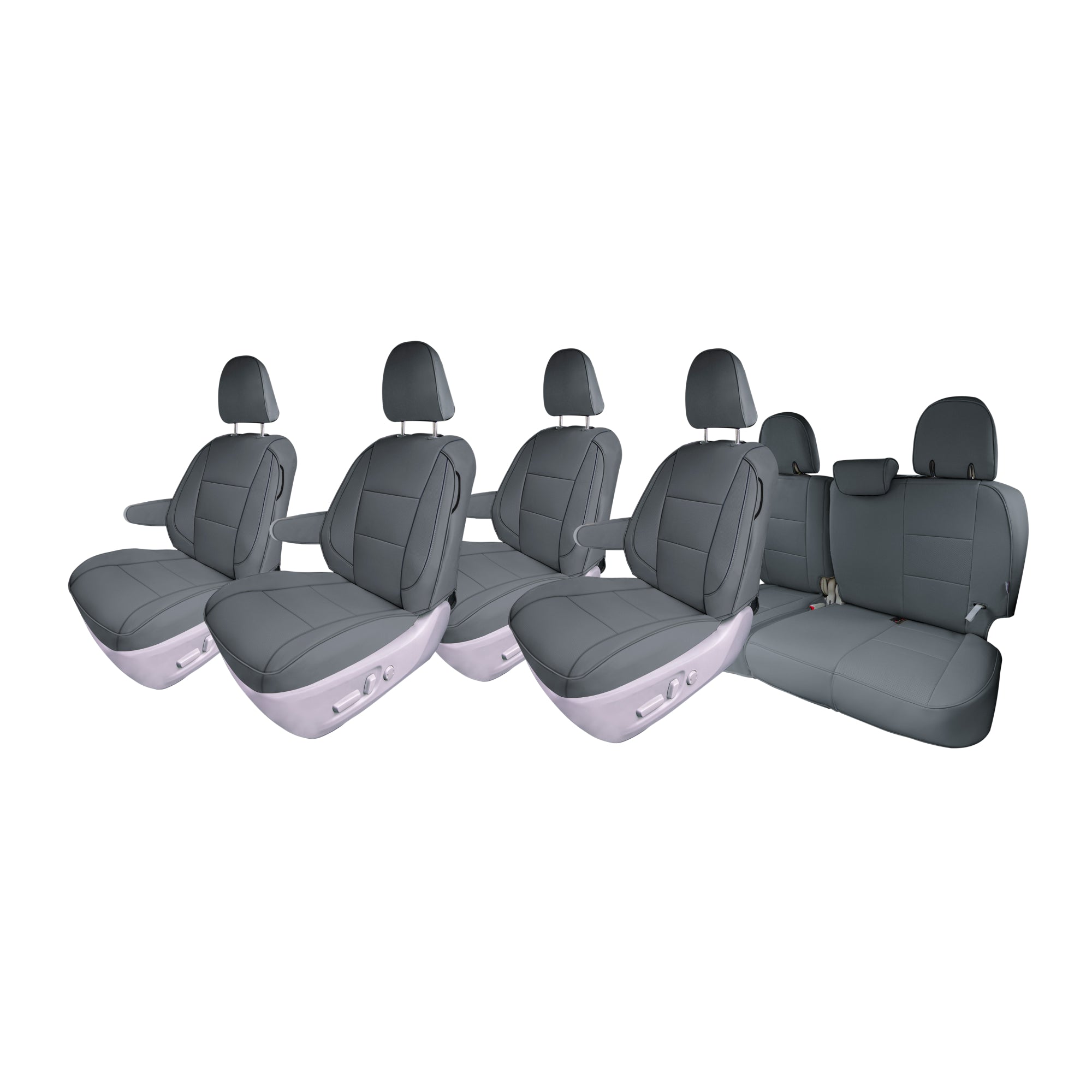 Toyota Sienna 7 Passenger 2011 - 2020 - Full Set Seat Covers - Solid Gray Faux Leather