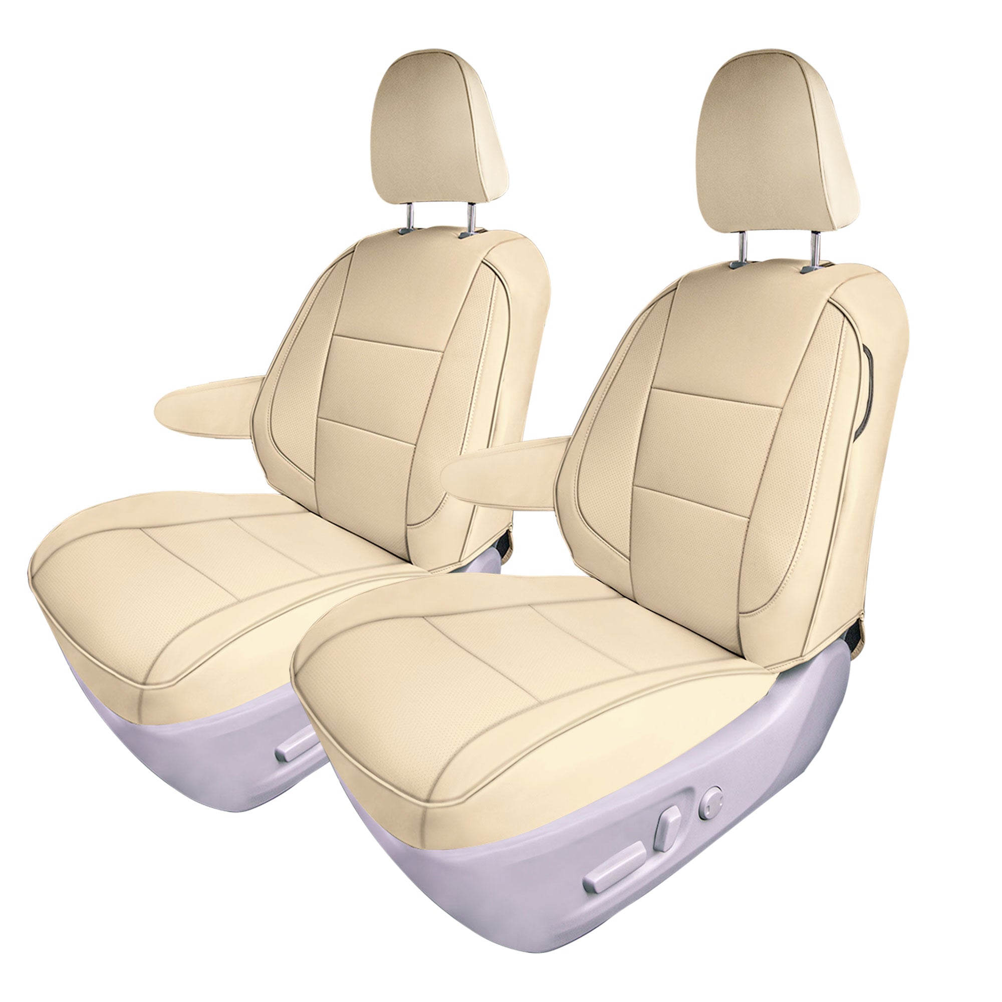 Toyota Sienna 2011 - 2020 - Front Set Seat Covers - Solid Beige Faux Leather