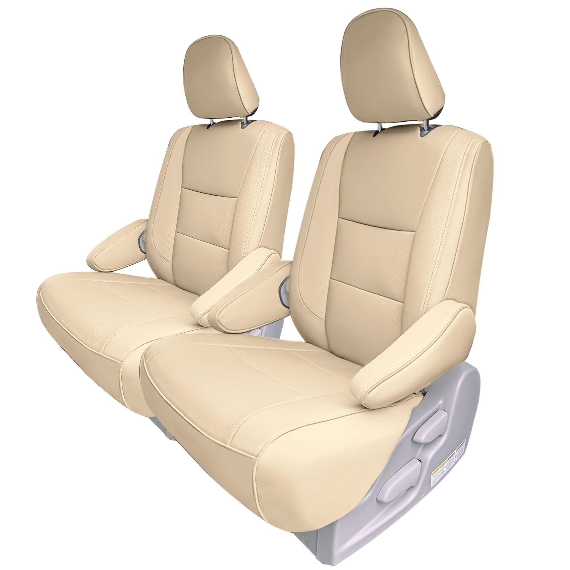 Toyota Sienna 7 Passenger 2011 - 2020 - 2nd Row Set Seat Covers - Solid Beige Faux Leather