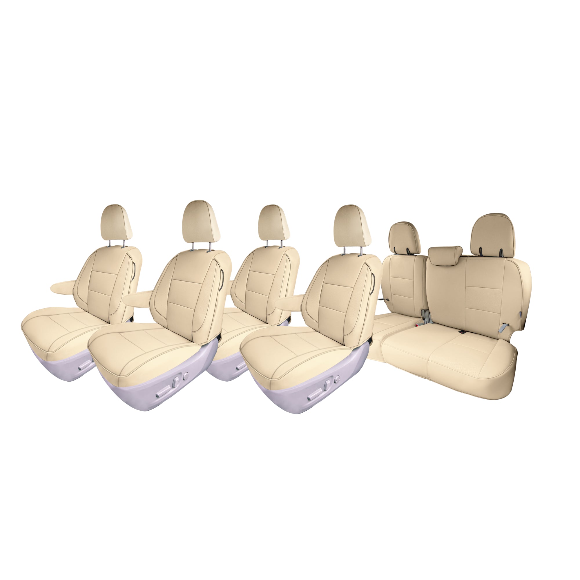 Toyota Sienna 7 Passenger 2011 - 2020 - Full Set Seat Covers - Solid Beige Faux Leather