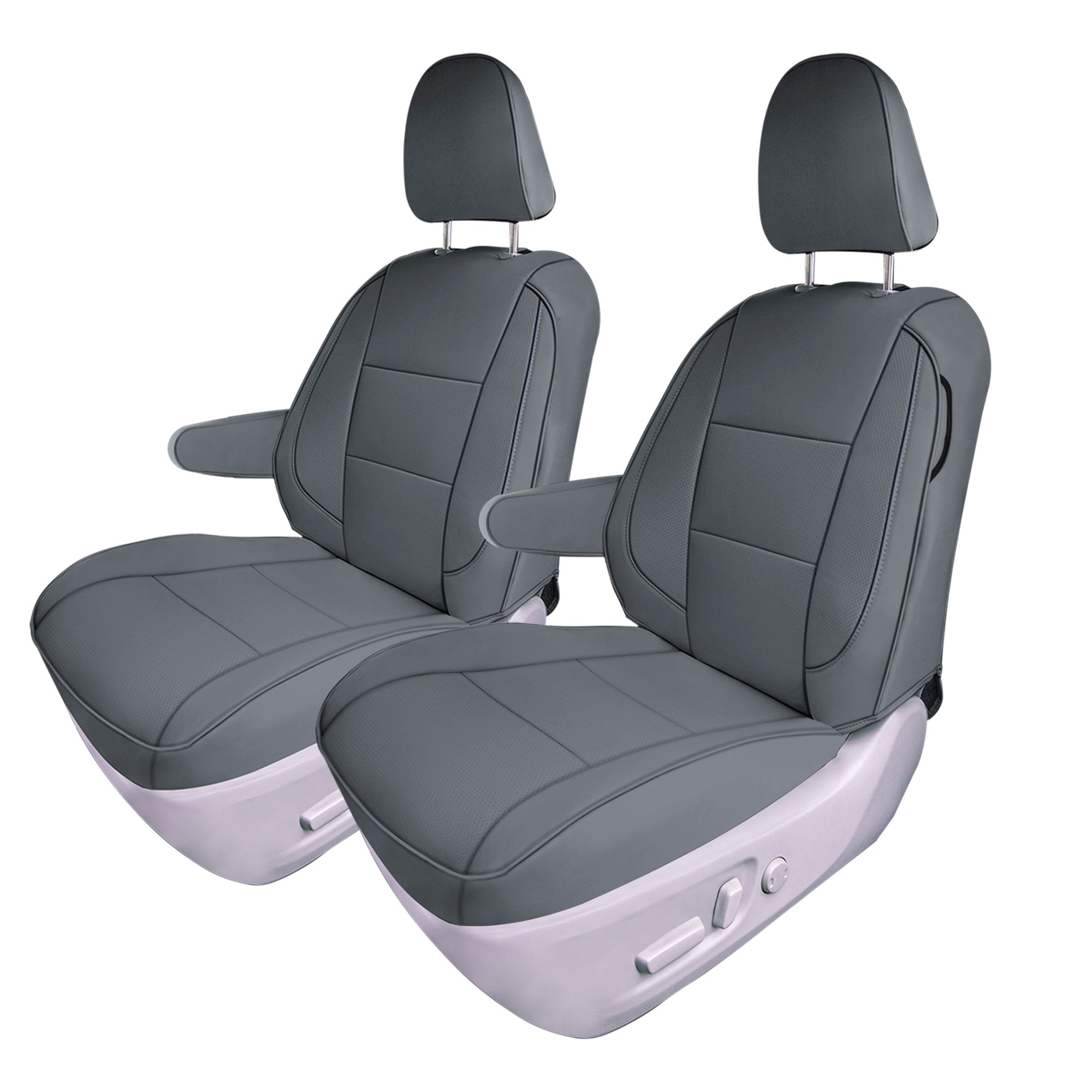 Toyota Sienna 2011 - 2020 - Front Set Seat Covers - Solid Gray Faux Leather