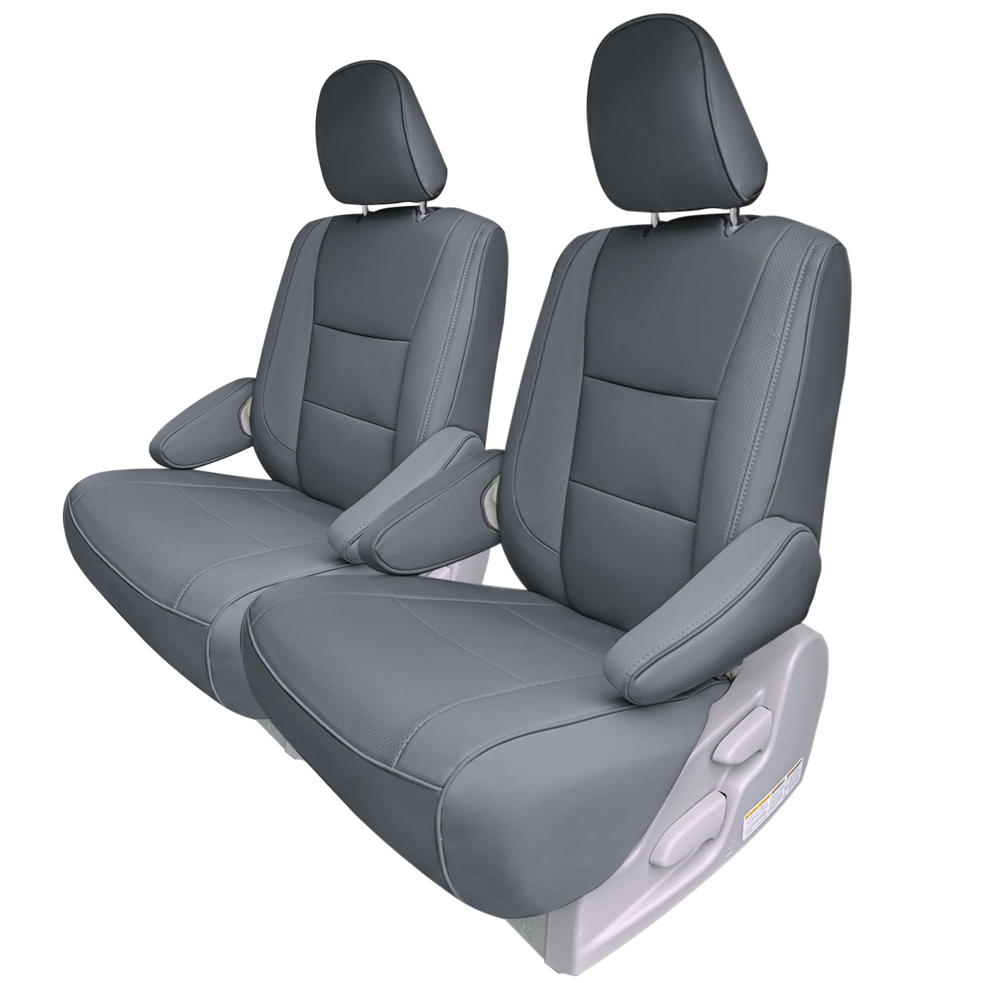 Toyota Sienna 7 Passenger 2011 - 2020 - 2nd Row Set Seat Covers - Solid Gray Faux Leather