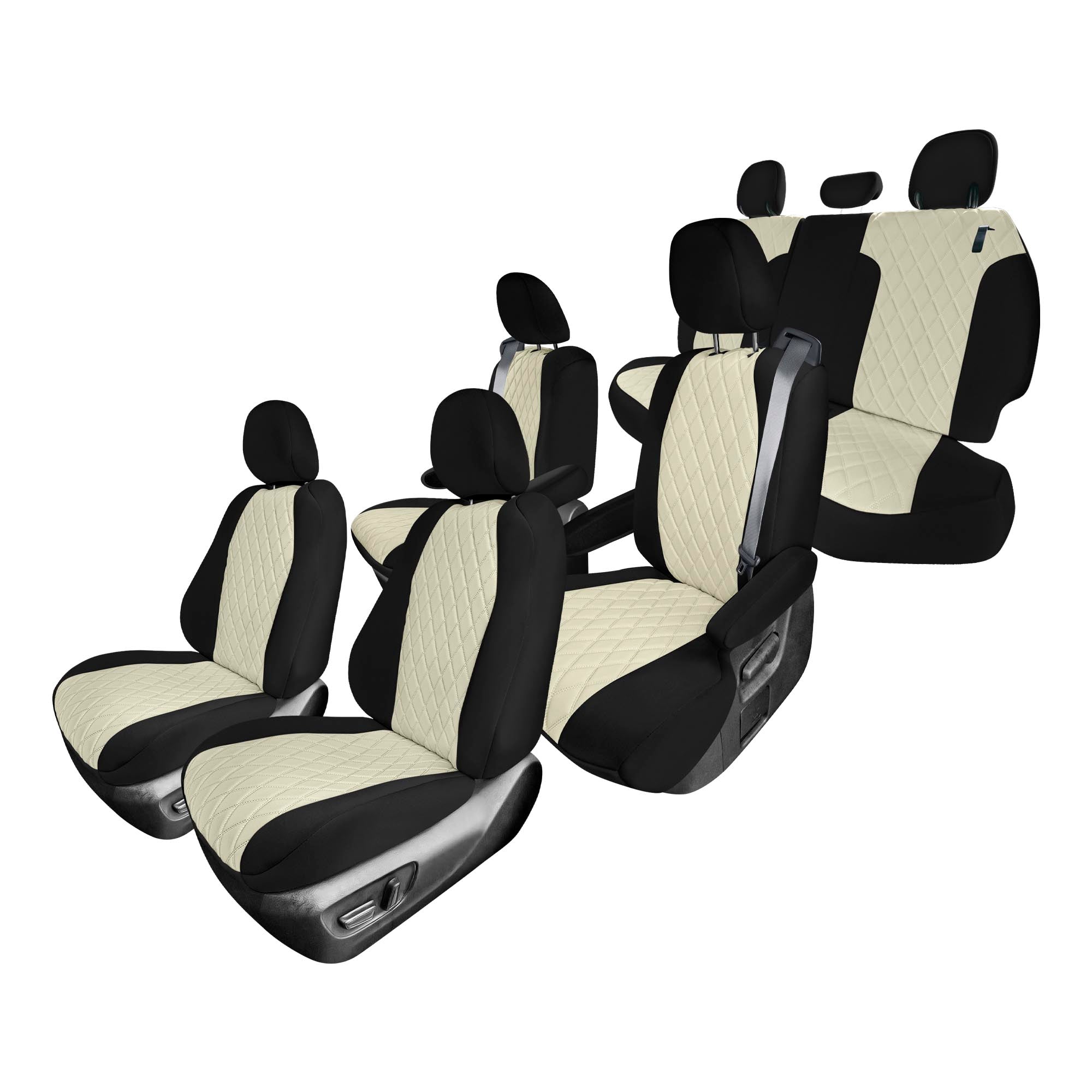 Toyota Sienna 7 Passenger - 2021 - 2024 - Full Set Seat Covers - Beige Ultraflex Neoprene