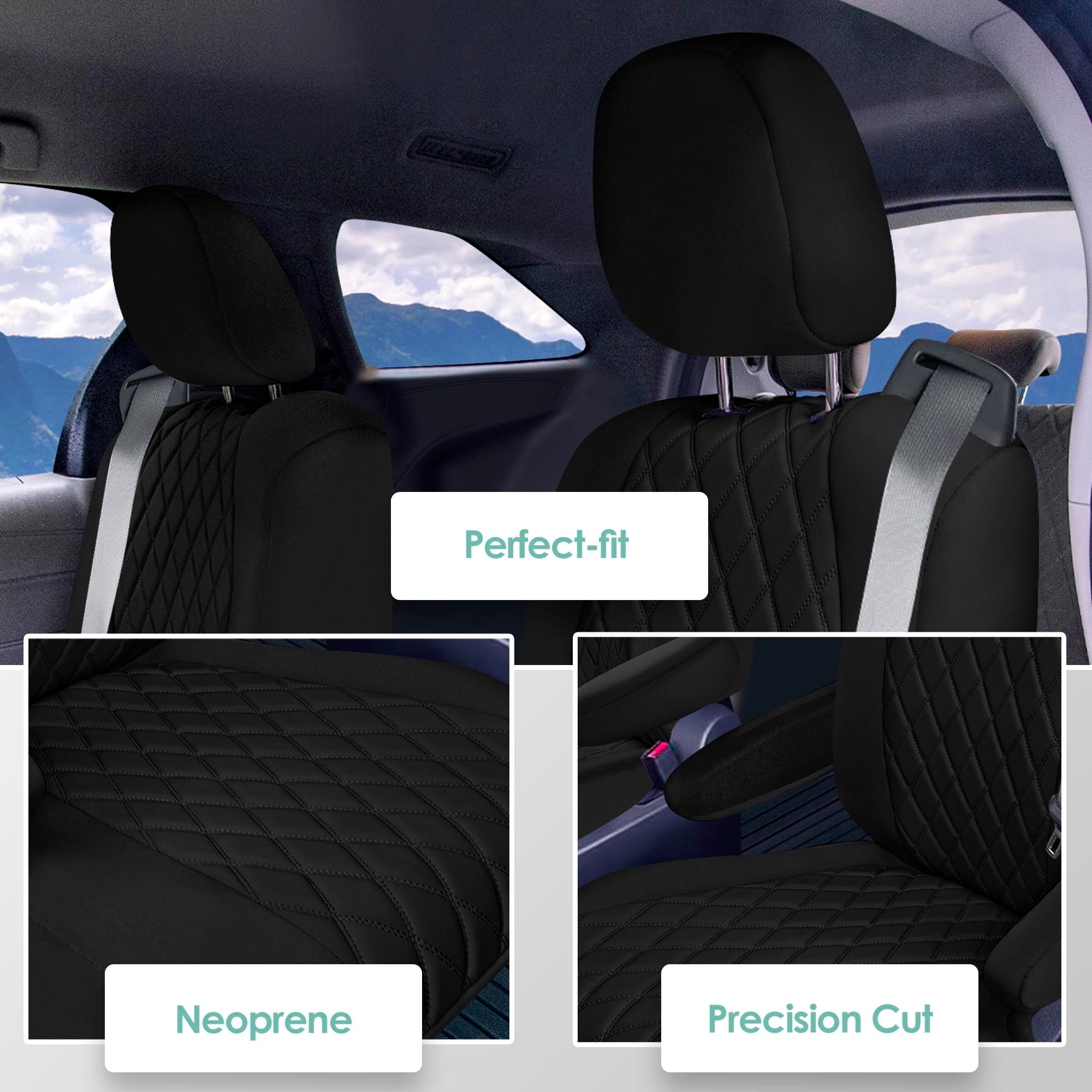 Toyota Sienna 7 Passenger - 2021 - 2024 - 2nd Row Set Seat Covers - Black Ultraflex Neoprene