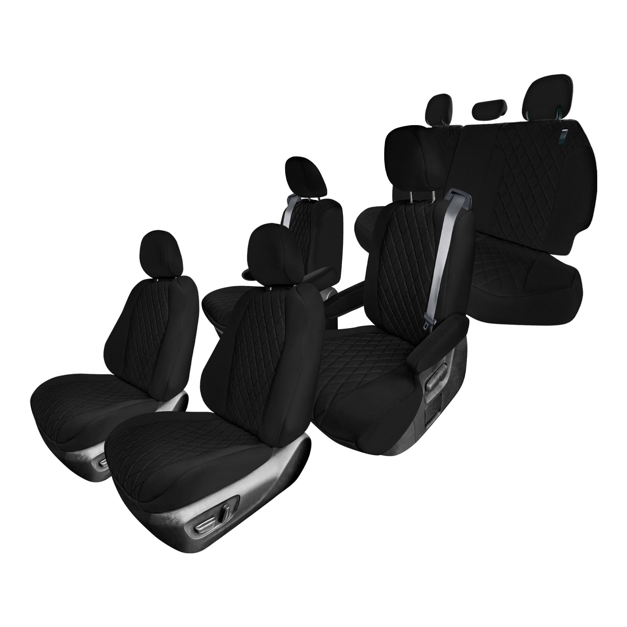 Toyota Sienna 7 Passenger - 2021 - 2024 - Full Set Seat Covers - Black Ultraflex Neoprene