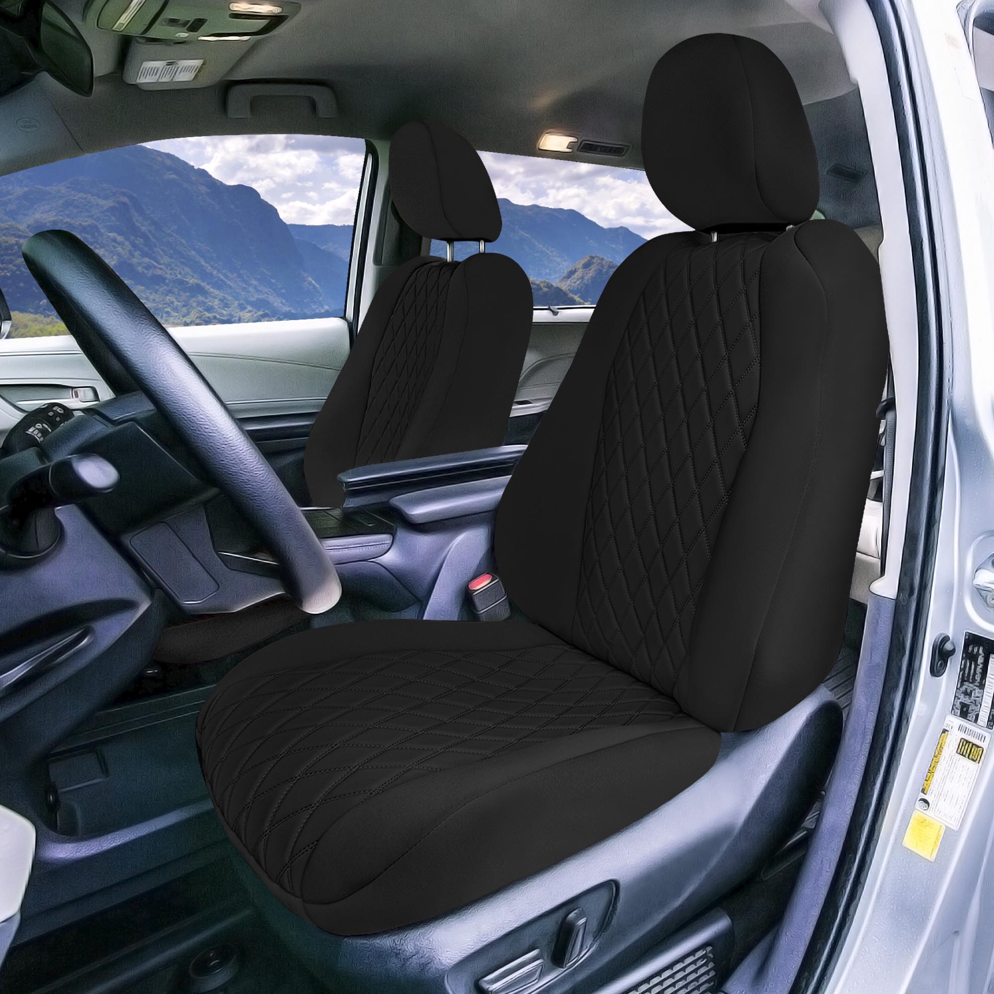 Toyota Sienna 7 Passenger - 2021 - 2024 - Full Set Seat Covers - Black Ultraflex Neoprene