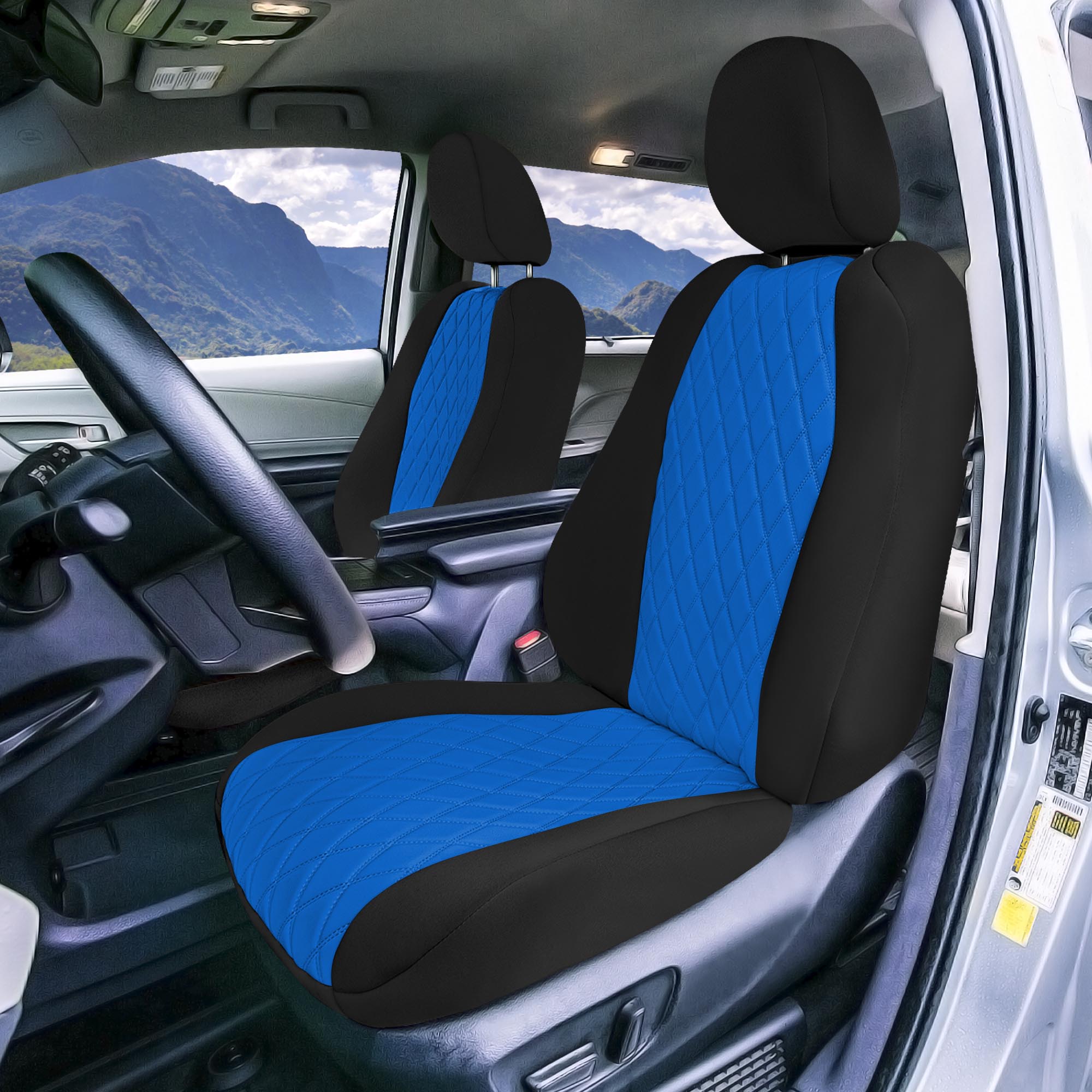 Toyota Sienna - 2021 - 2024 - Front Set Seat Covers - Blue Ultraflex Neoprene