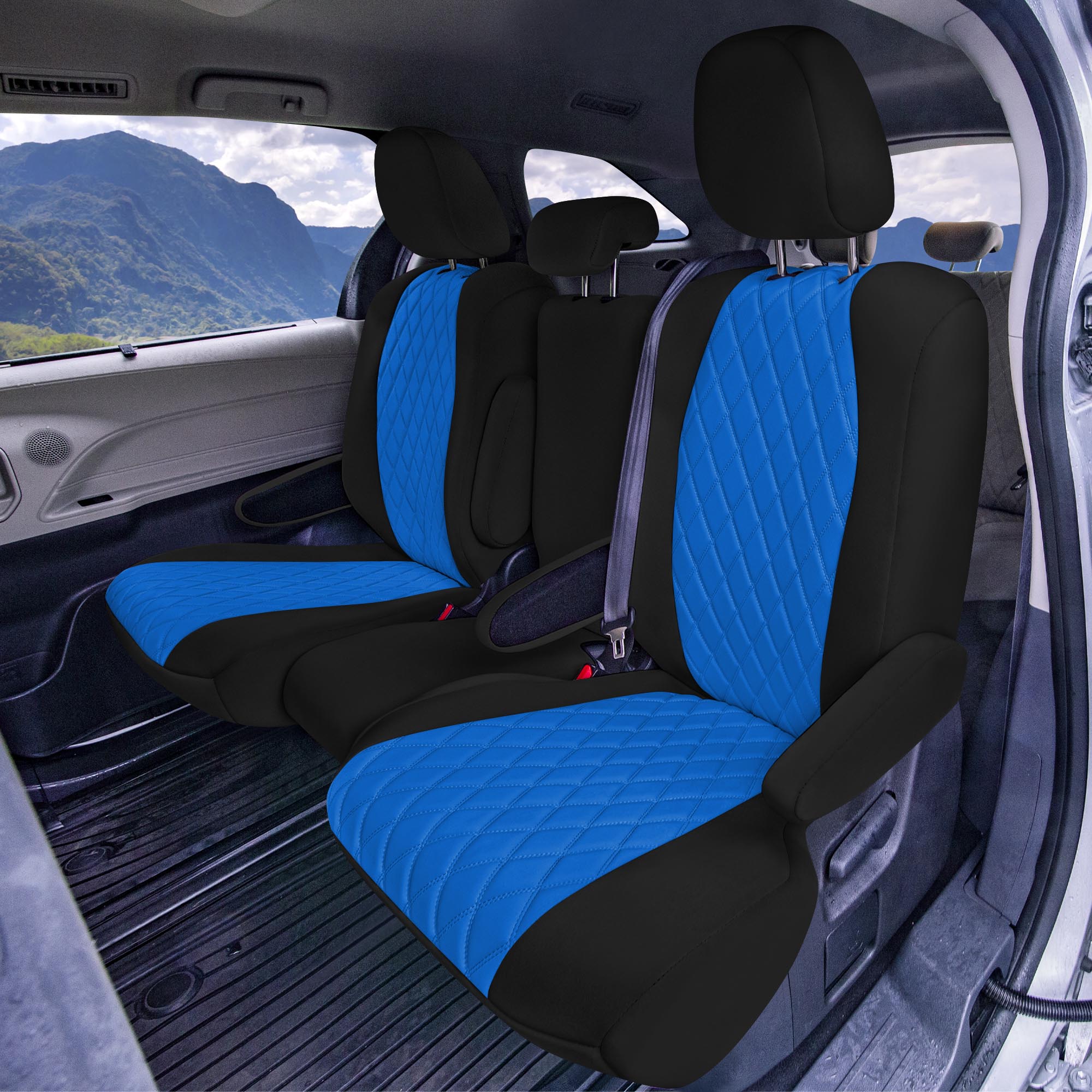 Toyota Sienna 8 Passenger - 2021 - 2024 - 2nd Row Set Seat Covers - Blue Ultraflex Neoprene