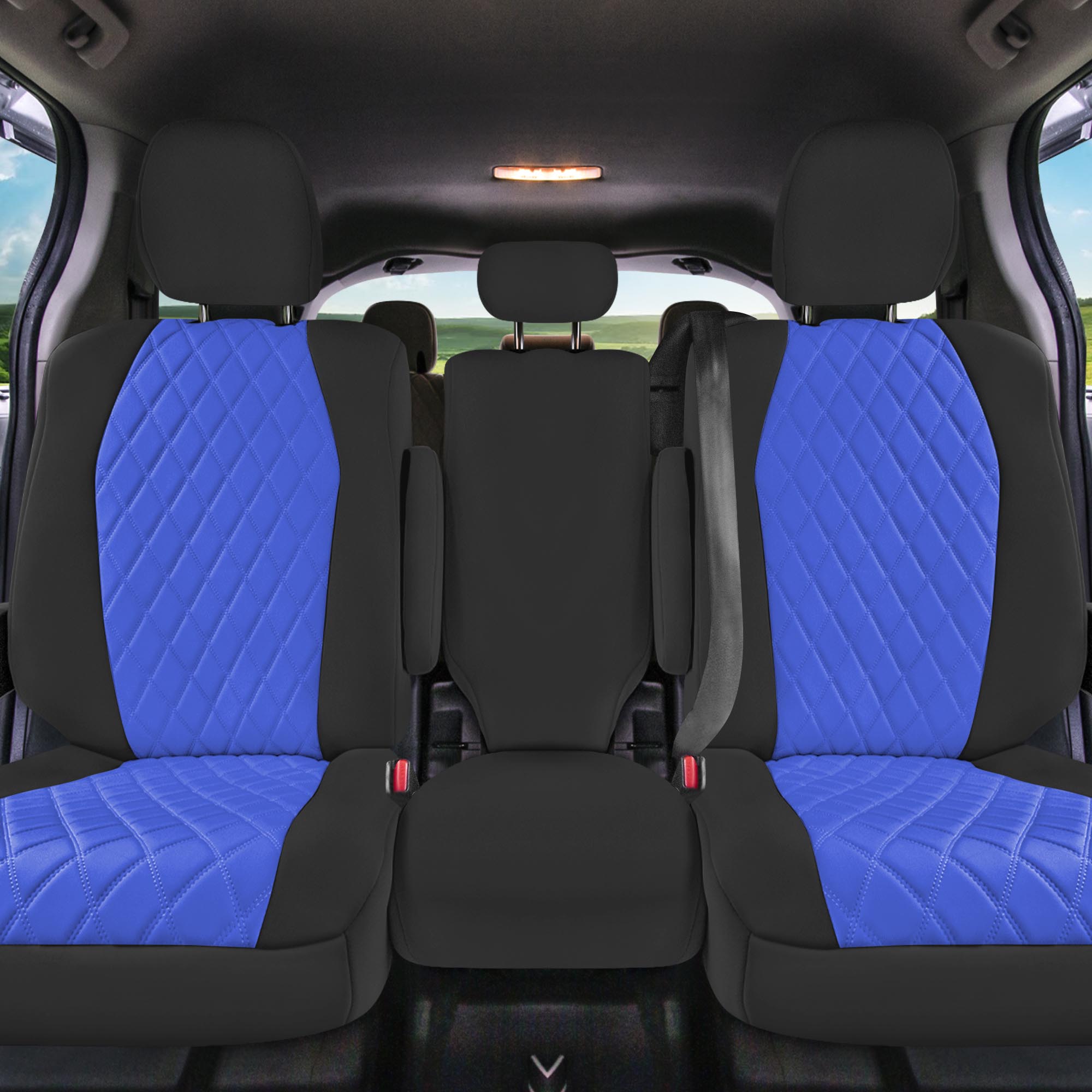 Toyota Sienna 8 Passenger 2011 - 2020 - 2nd Row Set Seat Covers - Blue Ultraflex Neoprene