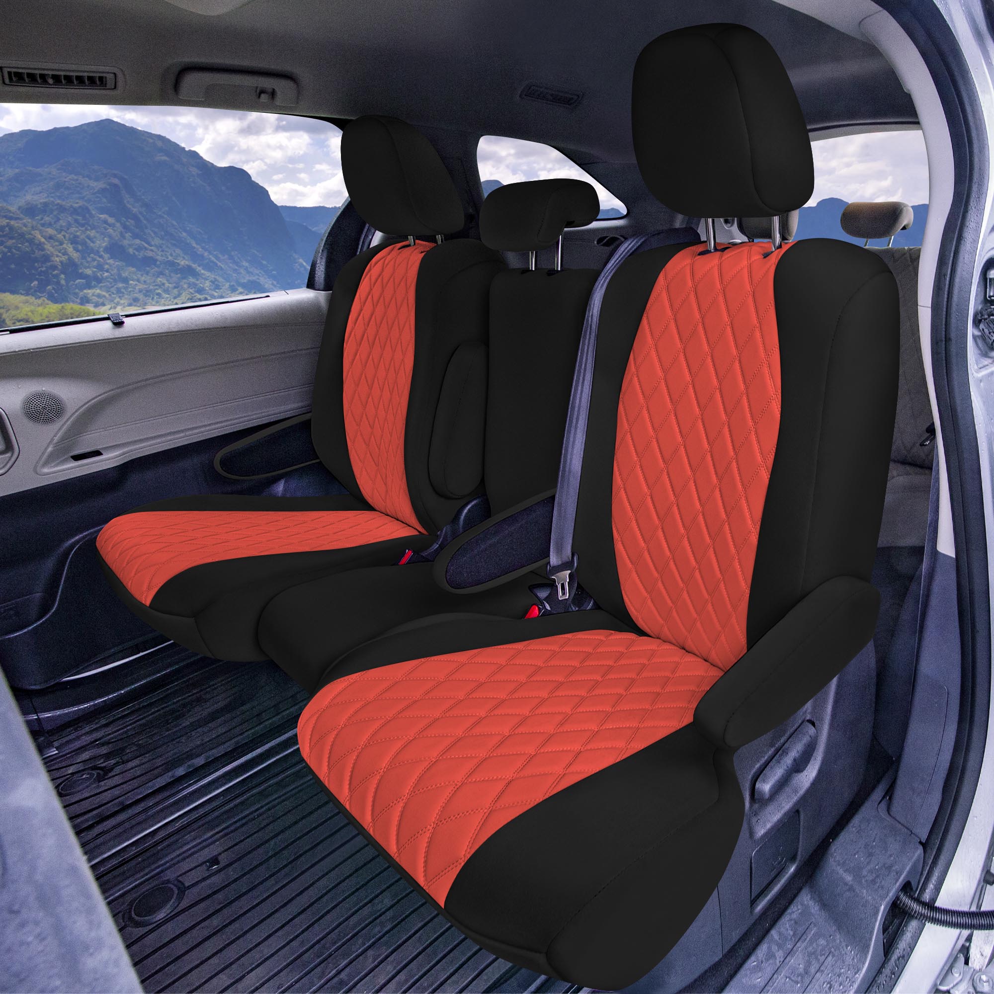 Toyota Sienna 8 Passenger - 2021 - 2024 - 2nd Row Set Seat Covers - Red Ultraflex Neoprene