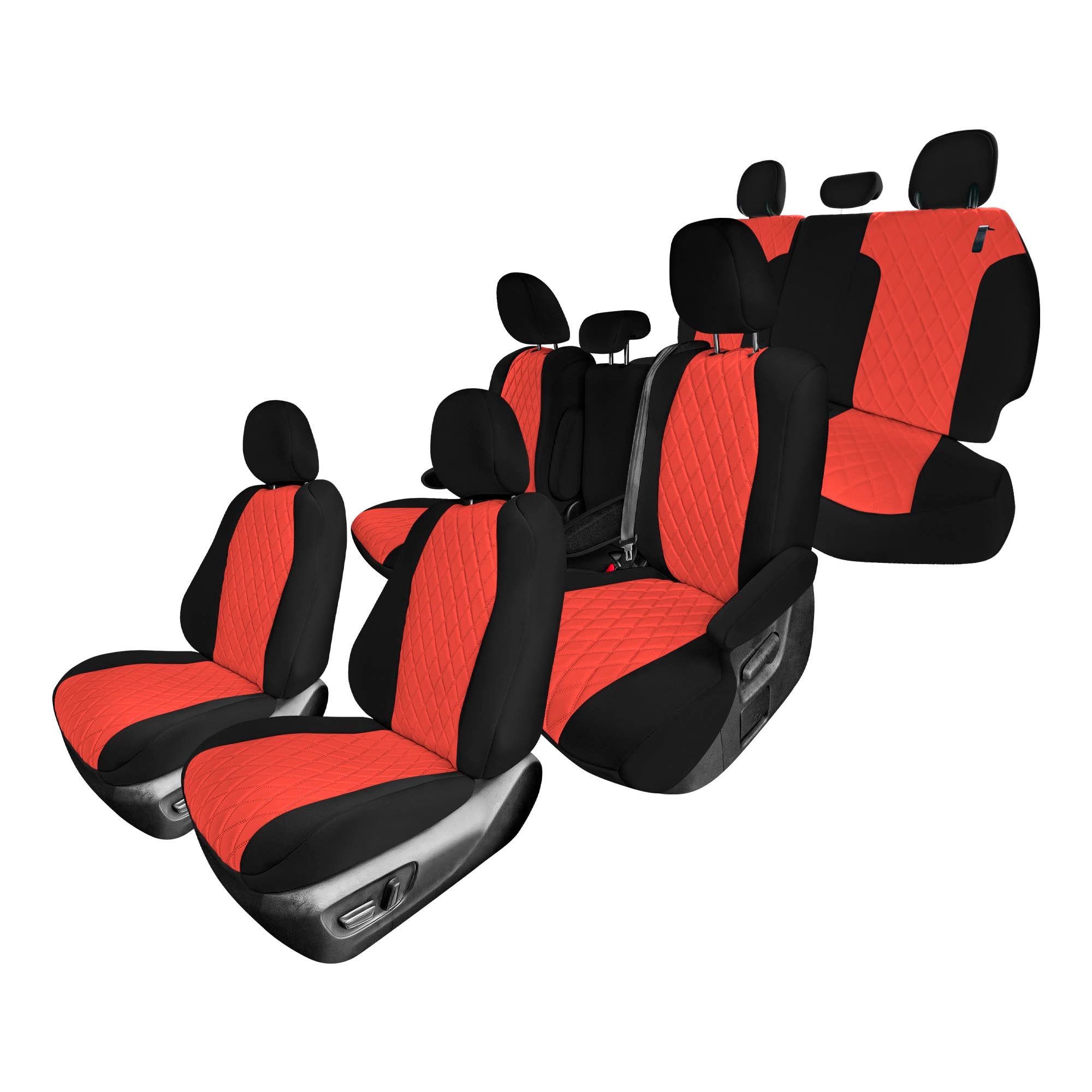 Toyota Sienna 8 Passenger - 2021 - 2024 - Full Set Seat Covers - Red Ultraflex Neoprene