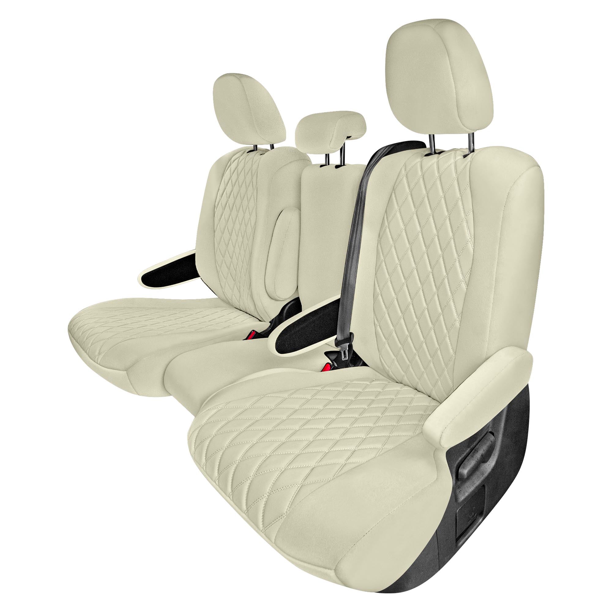 Toyota Sienna 8 Passenger - 2021 - 2024 - 2nd Row Set Seat Covers - Solid Beige Ultraflex Neoprene