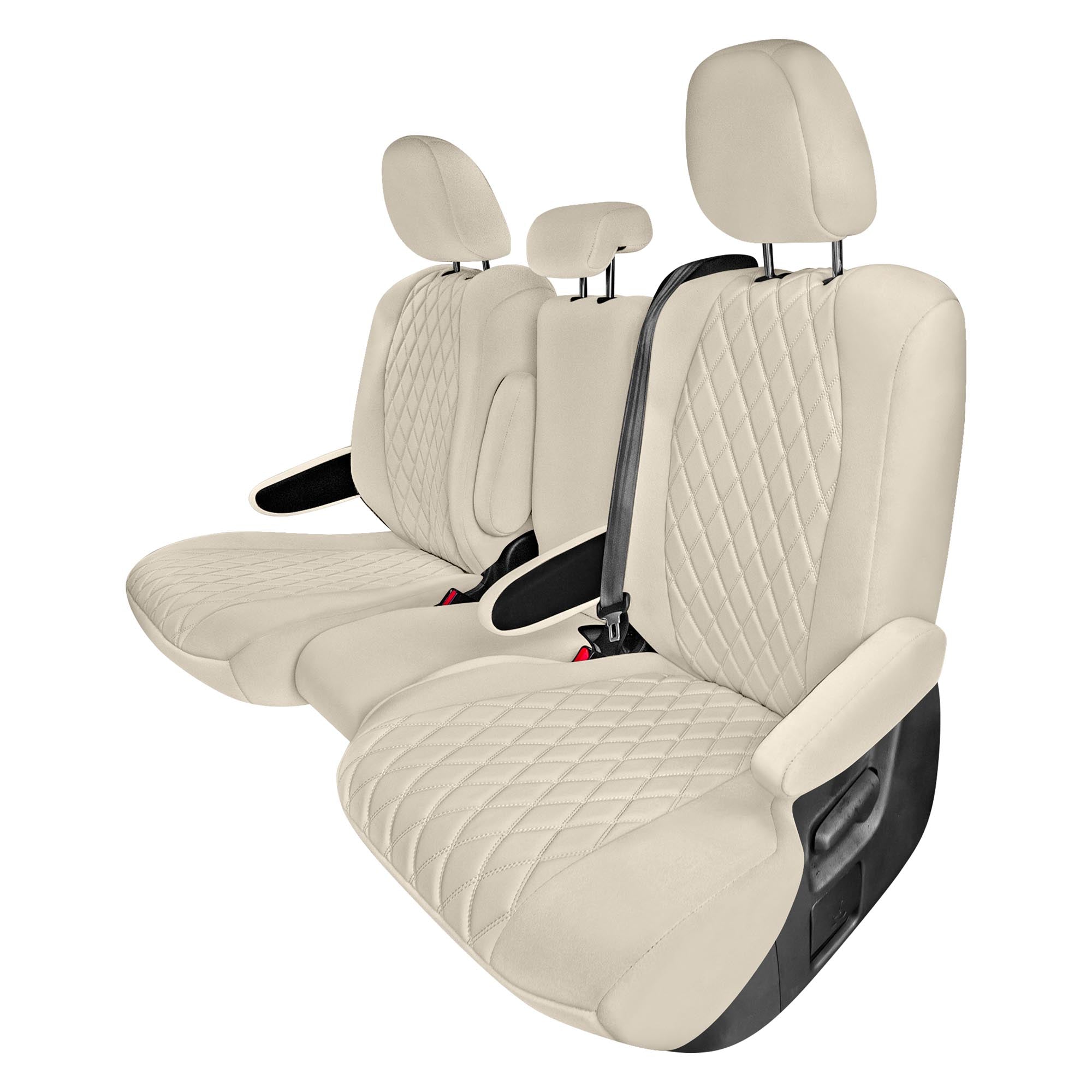 Toyota Sienna 8 Passenger 2011 - 2020 - 2nd Row Set Seat Covers - Solid Beige Ultraflex Neoprene