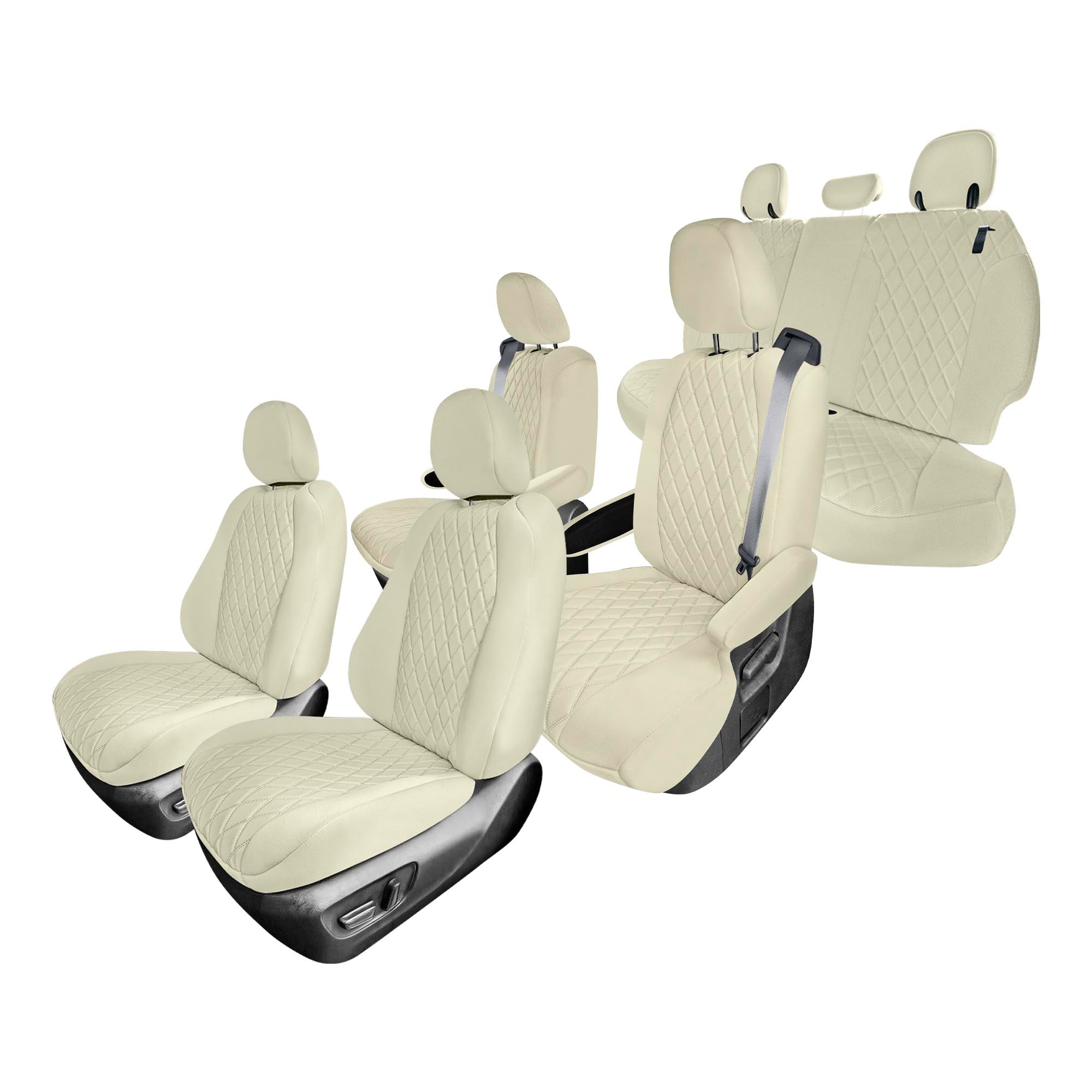 Toyota Sienna 7 Passenger - 2021 - 2024 - Full Set Seat Covers - Solid Beige Ultraflex Neoprene