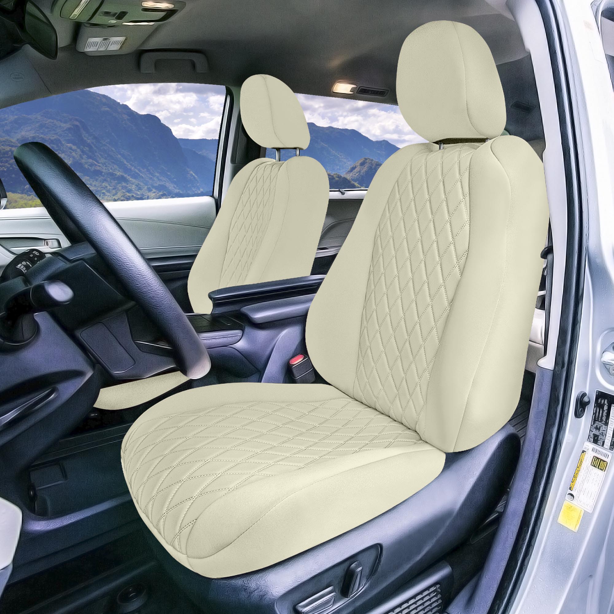 Toyota Sienna 7 Passenger - 2021 - 2024 - Full Set Seat Covers - Solid Beige Ultraflex Neoprene