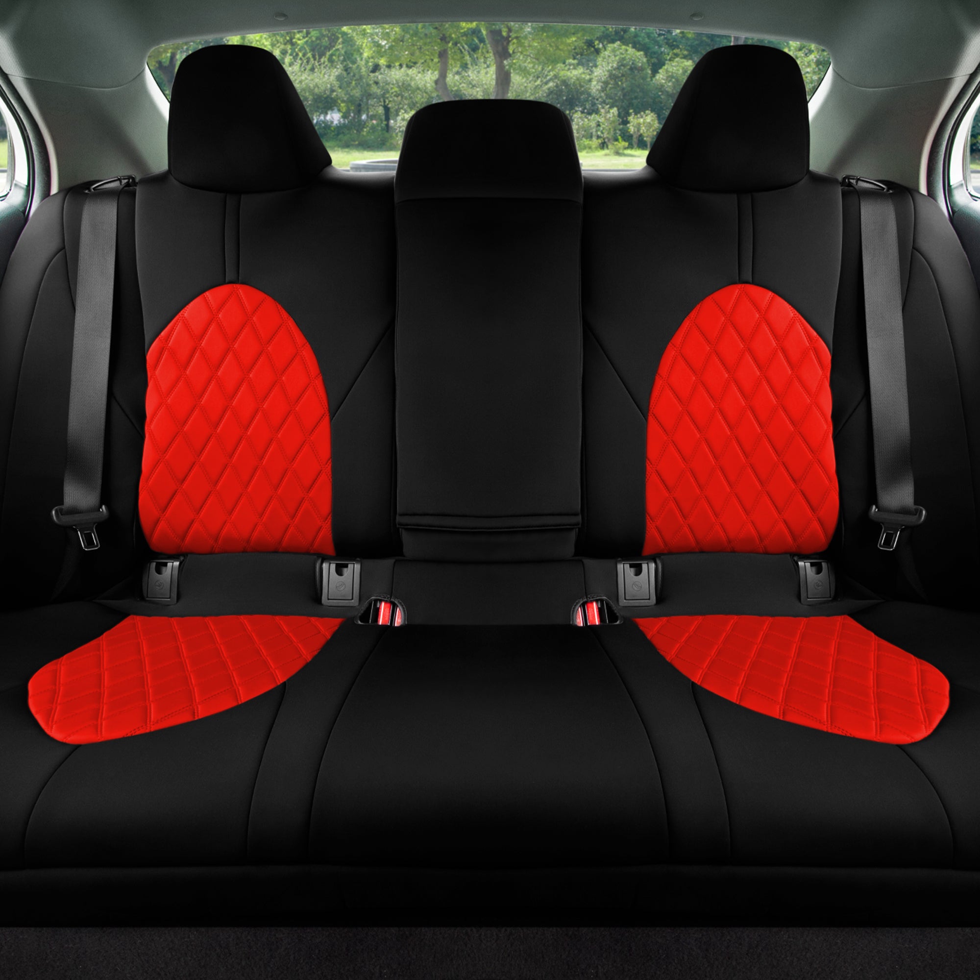 Toyota Camry 2018 - 2022  - Rear Set Seat Covers - Red Ultraflex Neoprene