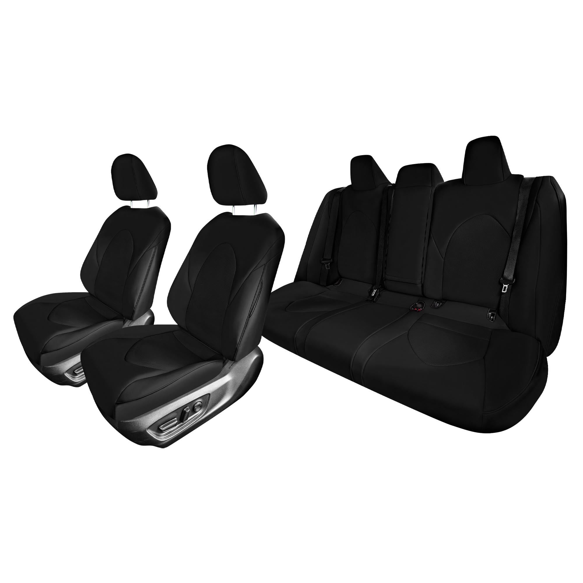 Toyota Camry 2018 - 2023 L | LE | SE | XLE | XSE - Full Set Seat Covers - Black Faux Leather