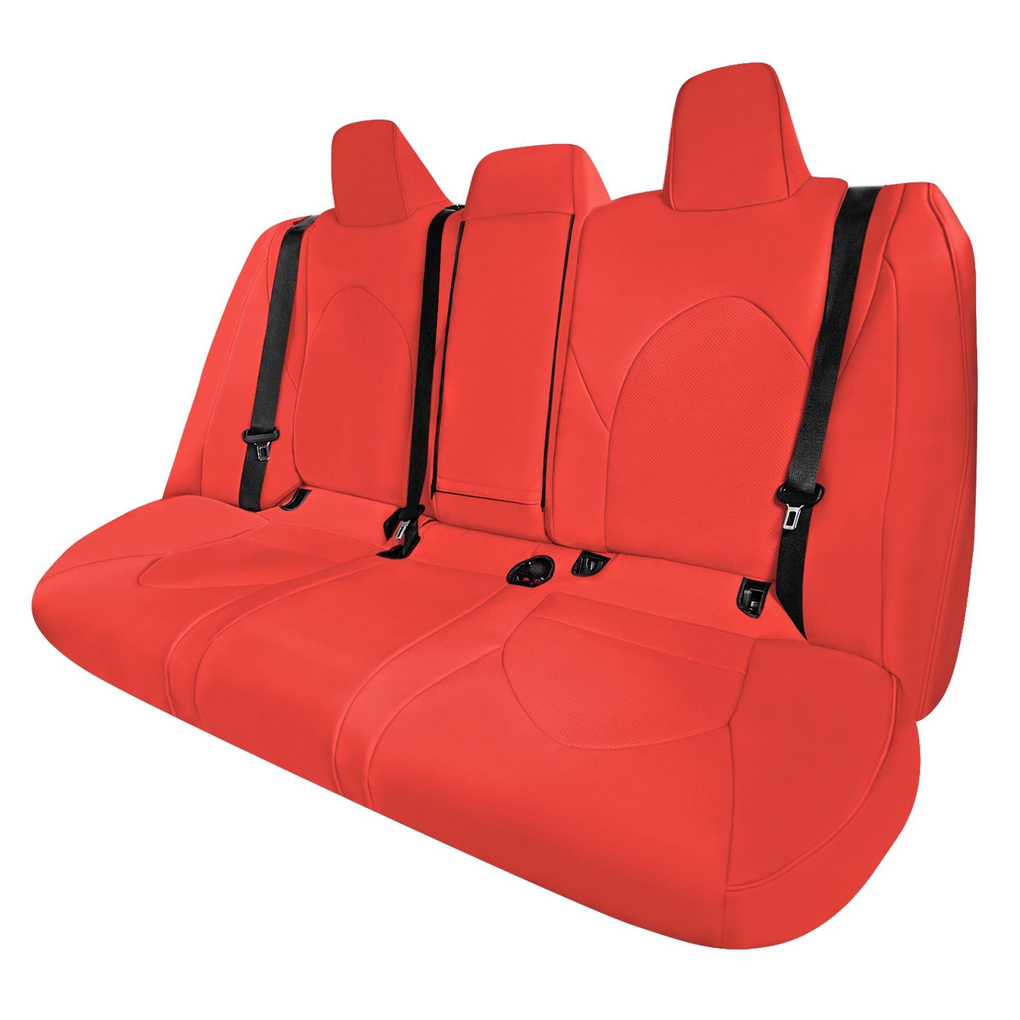 Toyota Camry 2018 - 2024 L | LE | SE | XLE | XSE - Rear Set Seat Covers - Solid Red Faux Leather