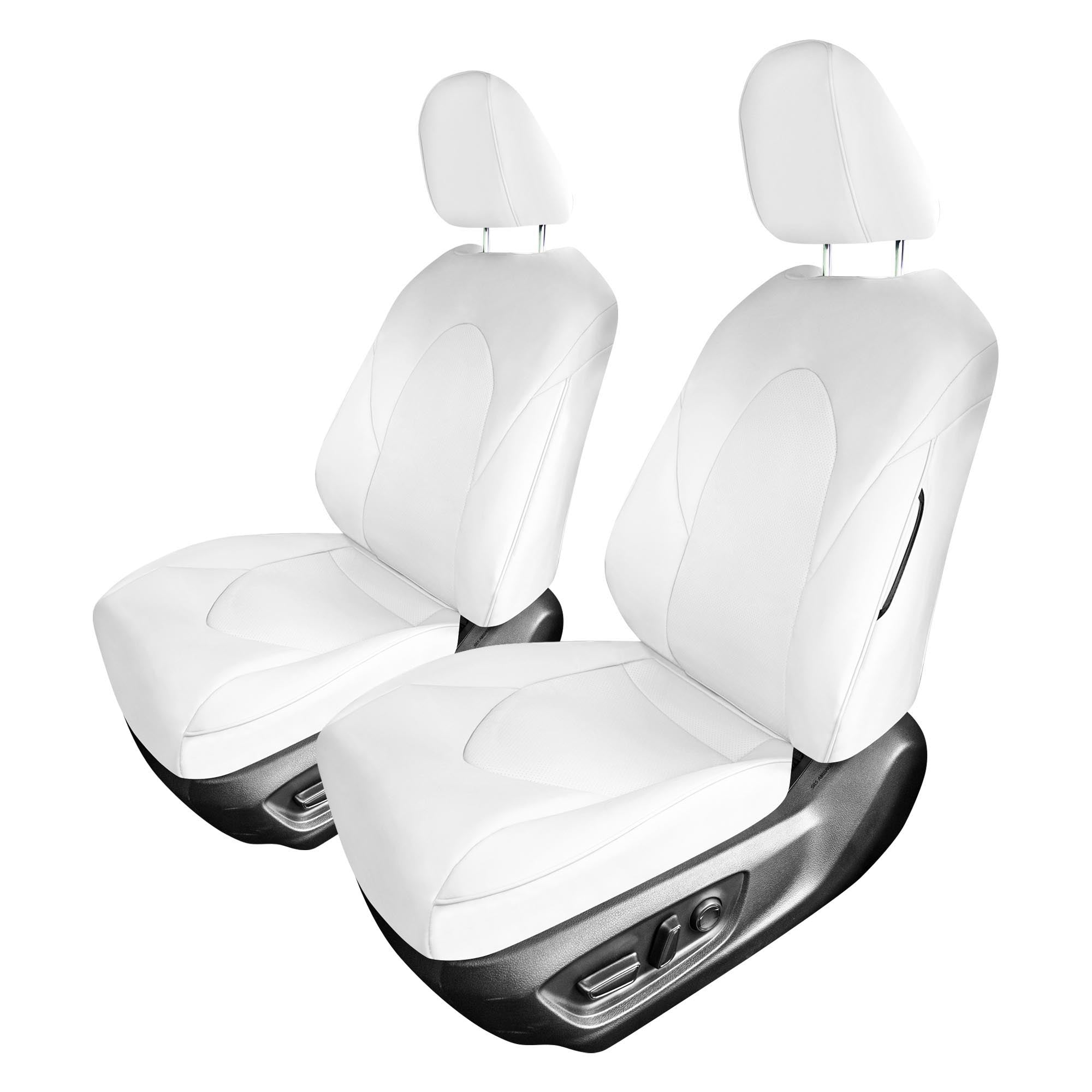 Toyota Camry 2018 - 2023 L | LE | SE | XLE | XSE - Front Set Seat Covers - Solid White Faux Leather